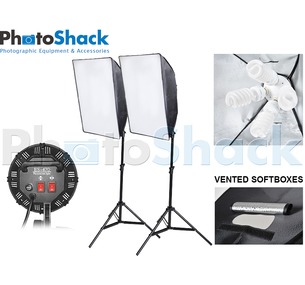 Continuous Lighting Set (6000W) with 2 Lights + Vented Softboxes