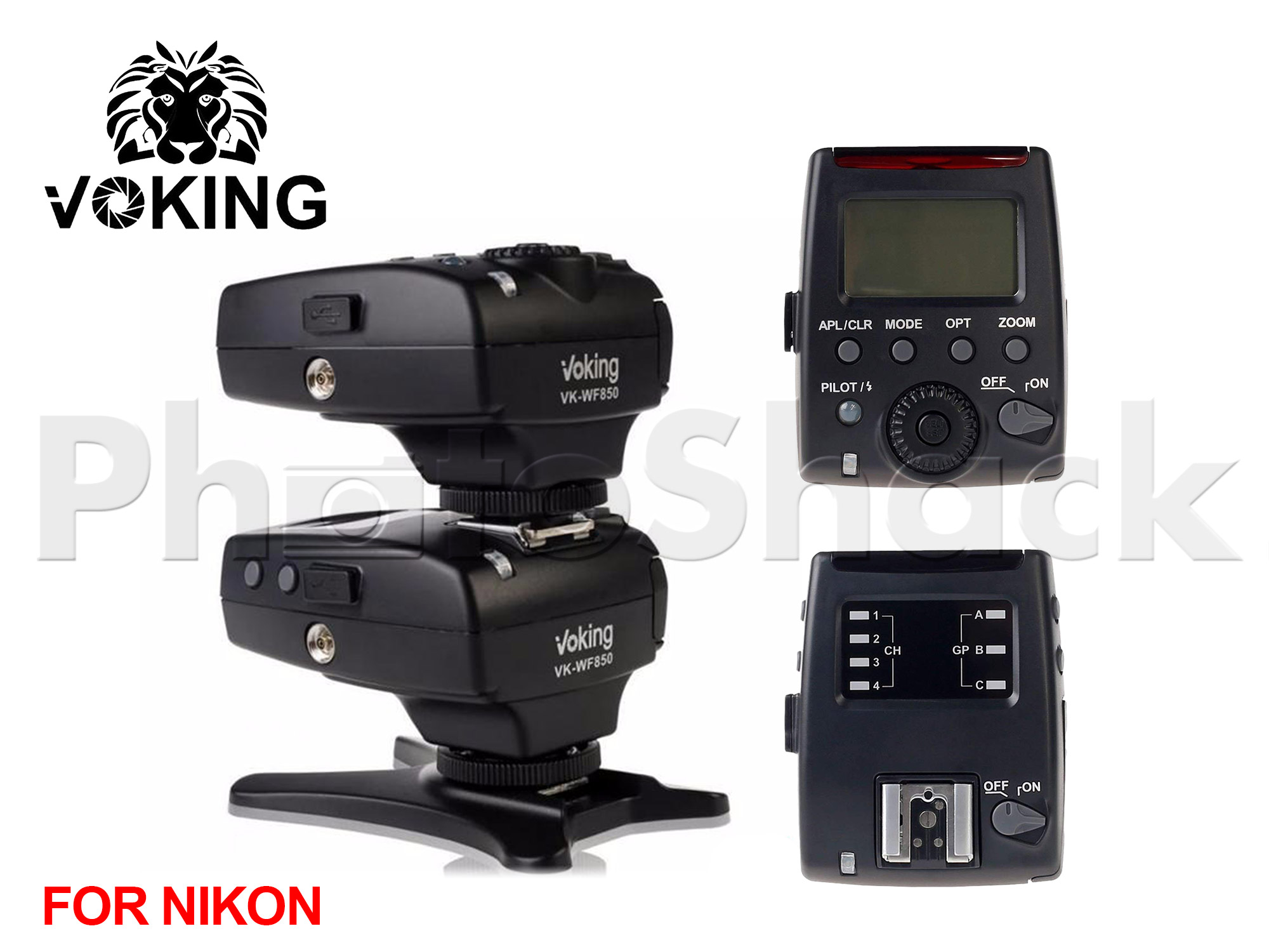 Voking VK-WF850 Receiver 2.4G Wireless 1/8000s HSS E-TTL Flash Trigger for Nikon