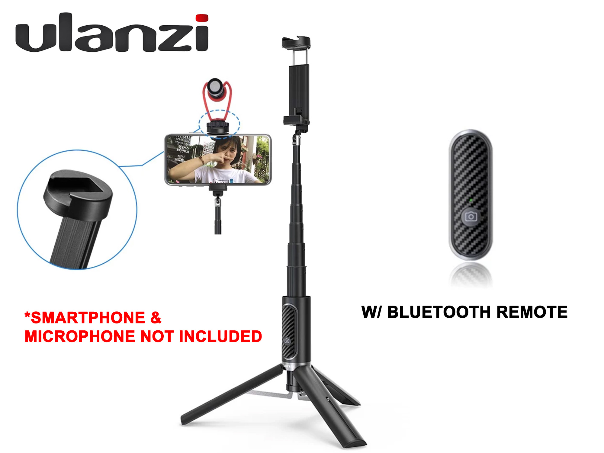 Ulanzi Selfie Tripod Stick with Bluetooth Remote