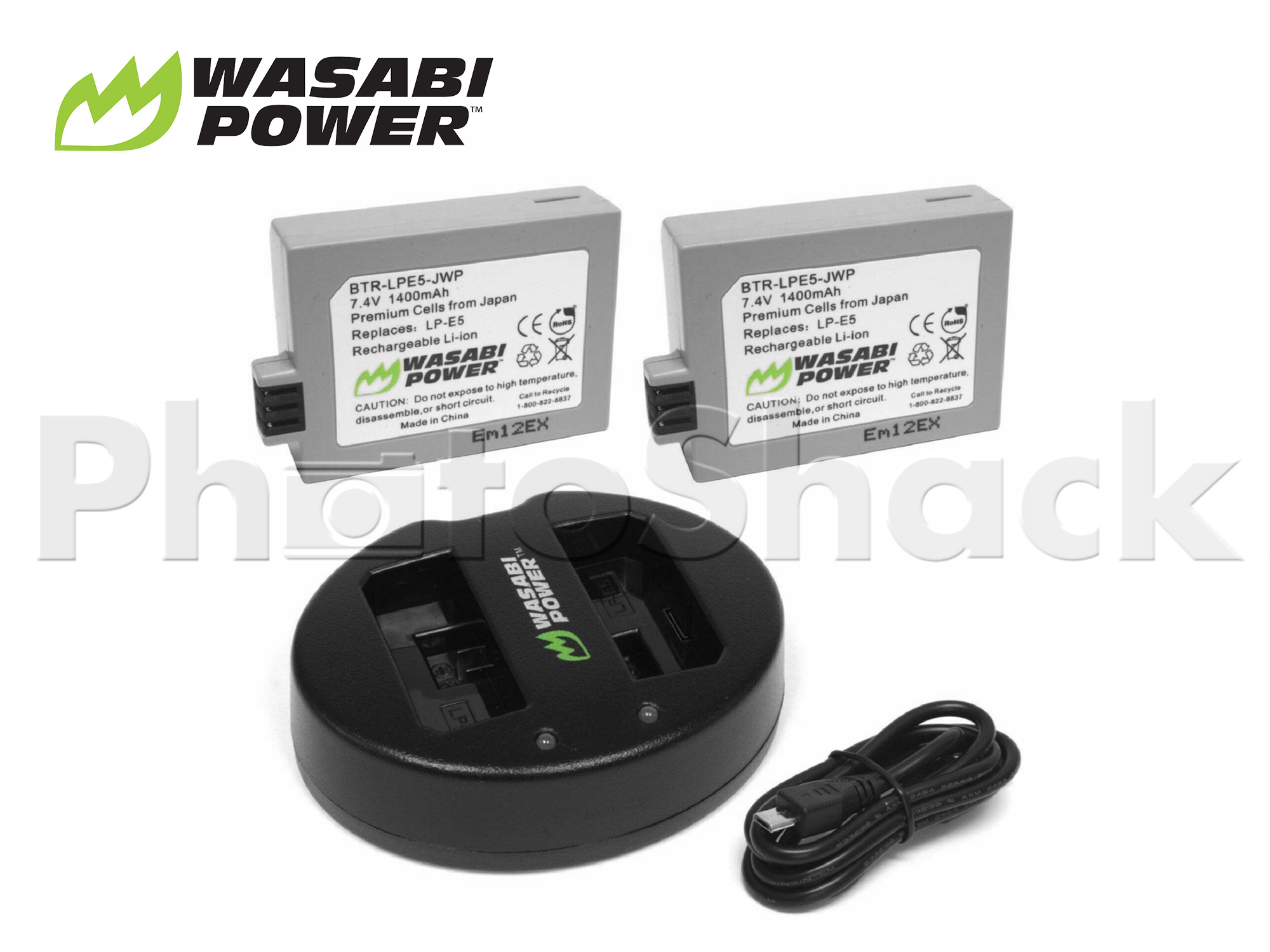 LPE5 Battery for Canon (2 Pack + Dual Charger) - Wasabi Power
