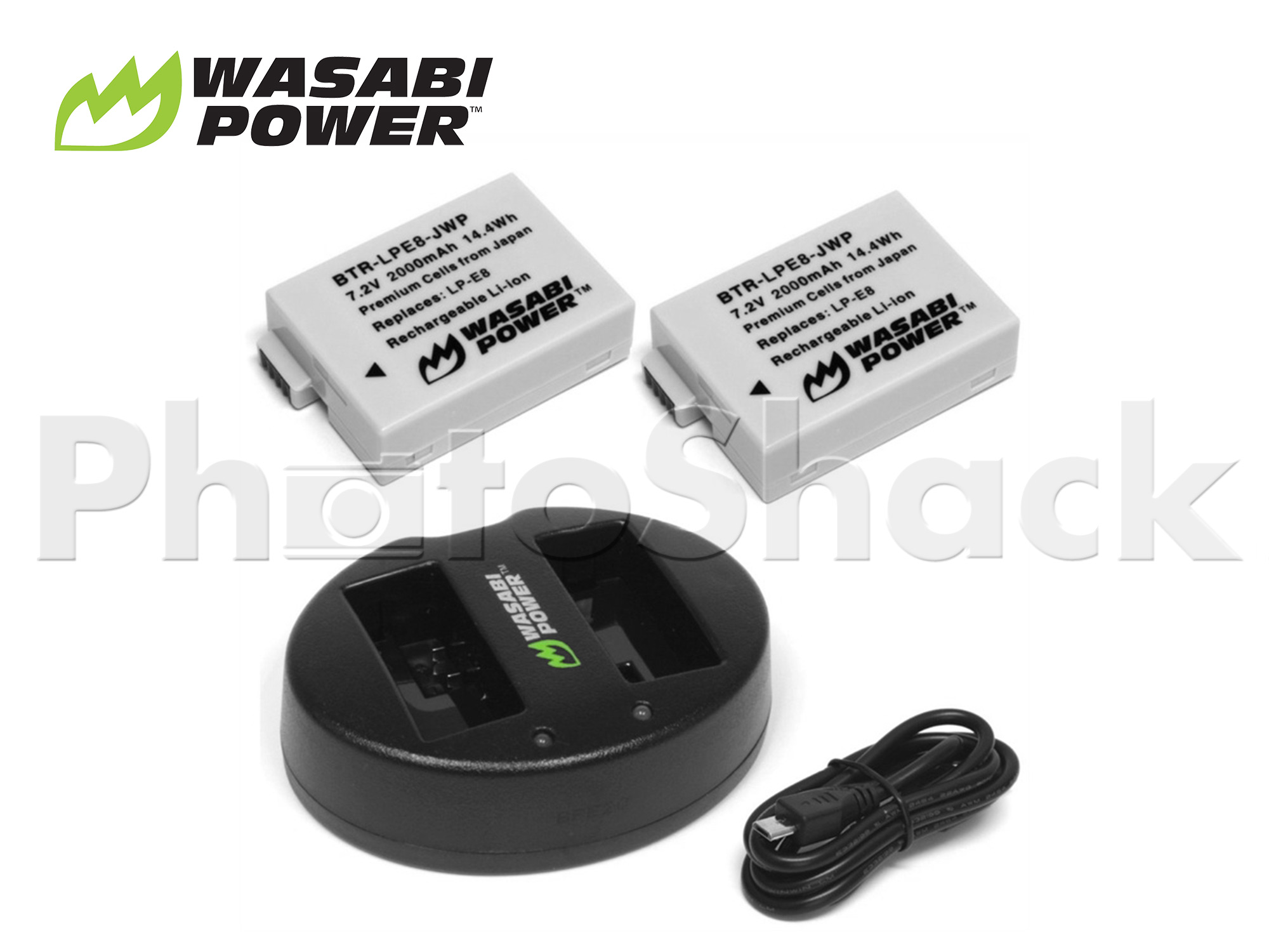 LPE8 Battery for Canon (2 Pack + Dual Charger) - Wasabi Power
