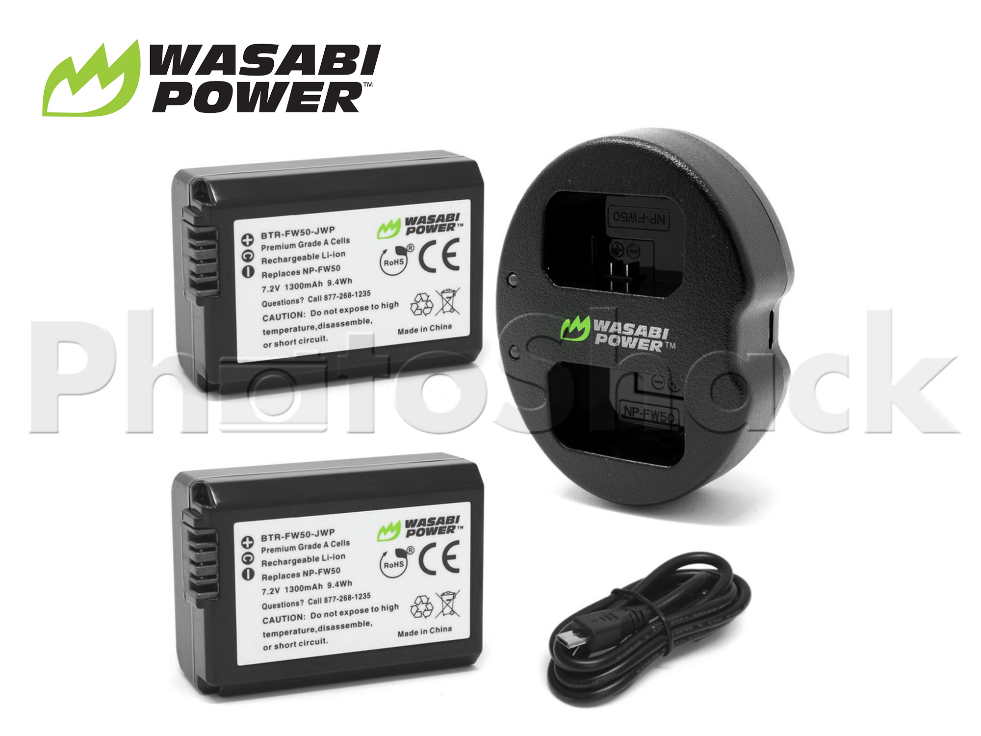 NPFW50 Battery for Sony (2 Pack + Dual Charger) - Wasabi Power