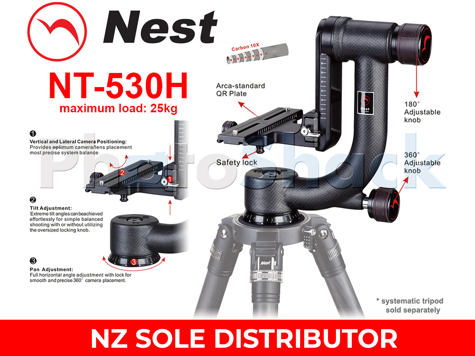 Nest Carbon Fibre Gimbal Head NT530H