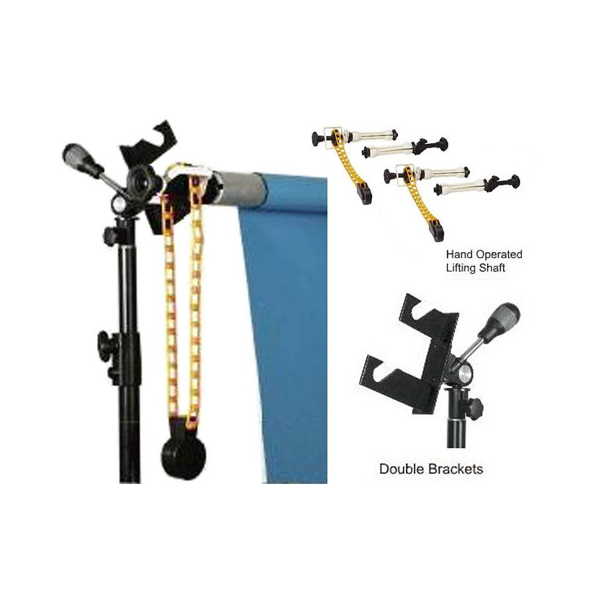 Background Support System Set: Double Brackets (Holds 2) + Roller & Chain (excl stands)