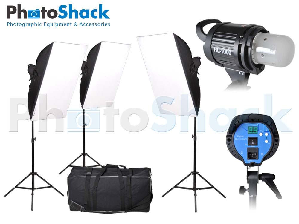 HL1000 Video Light with Softbox (x3) plus Carry bag