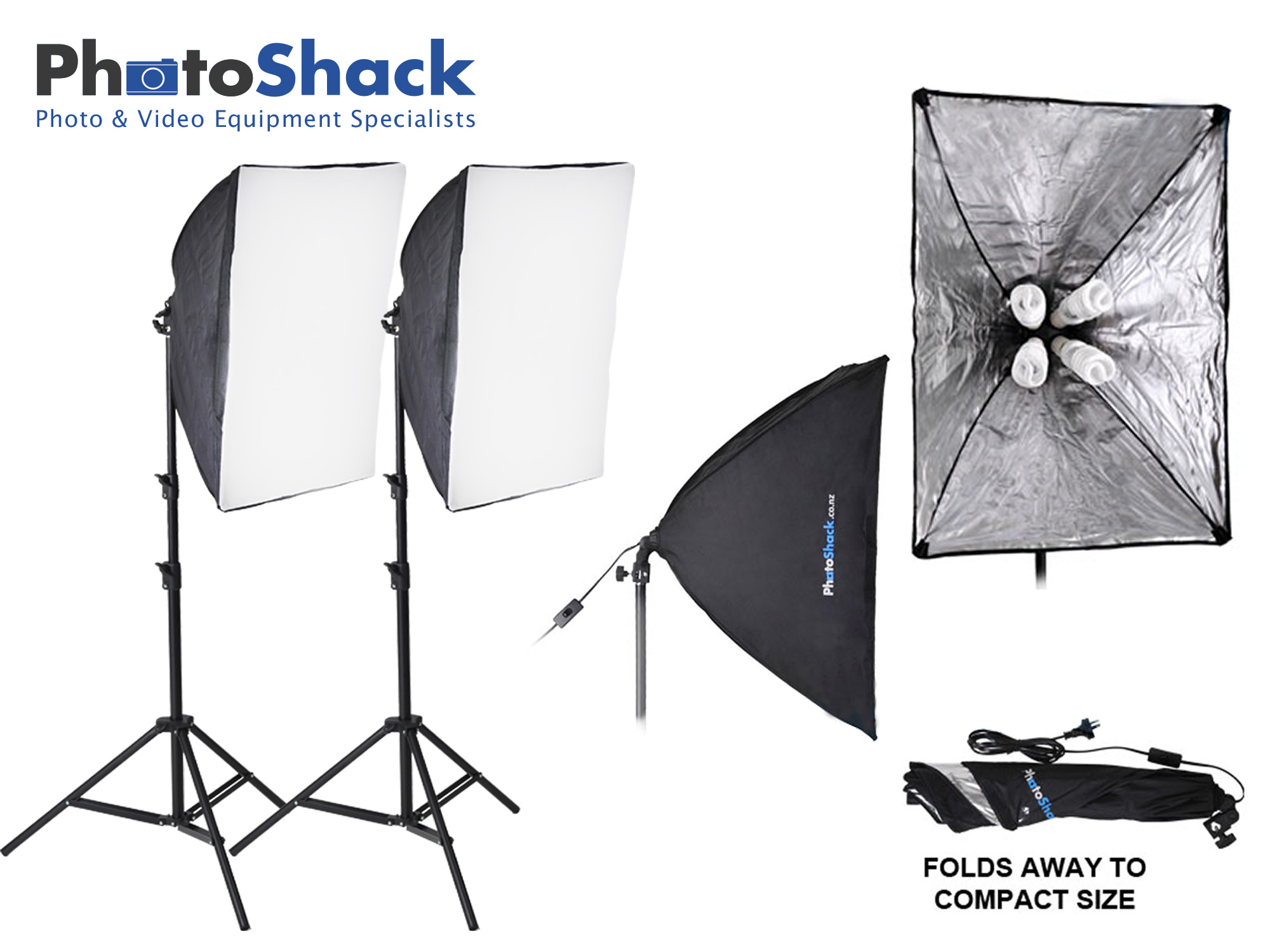 Continuous Lighting Set (1400W) with Lamp Holder + Softboxes