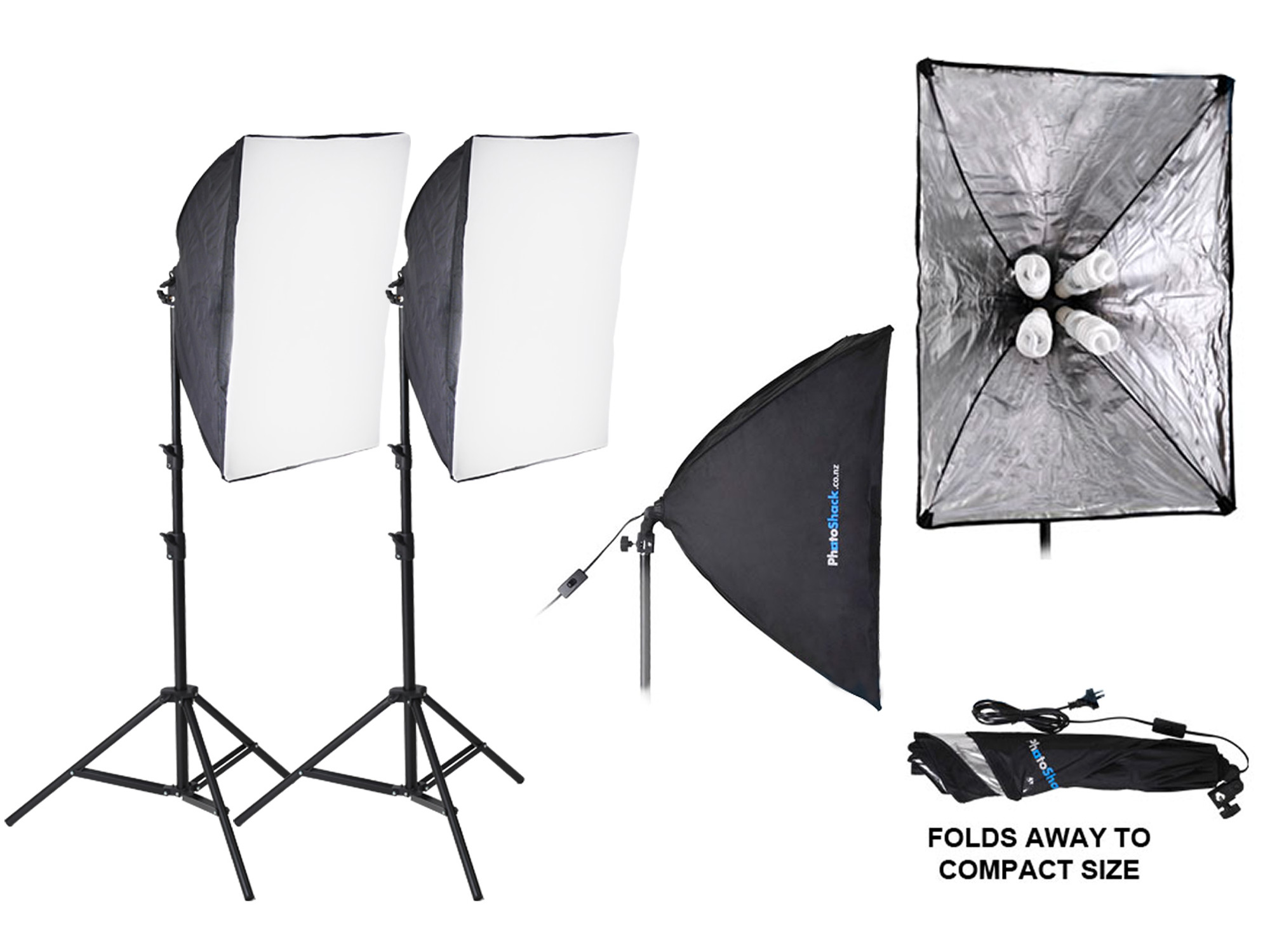 Continuous Lighting Set (1400W) with Lamp Holder + Softboxes