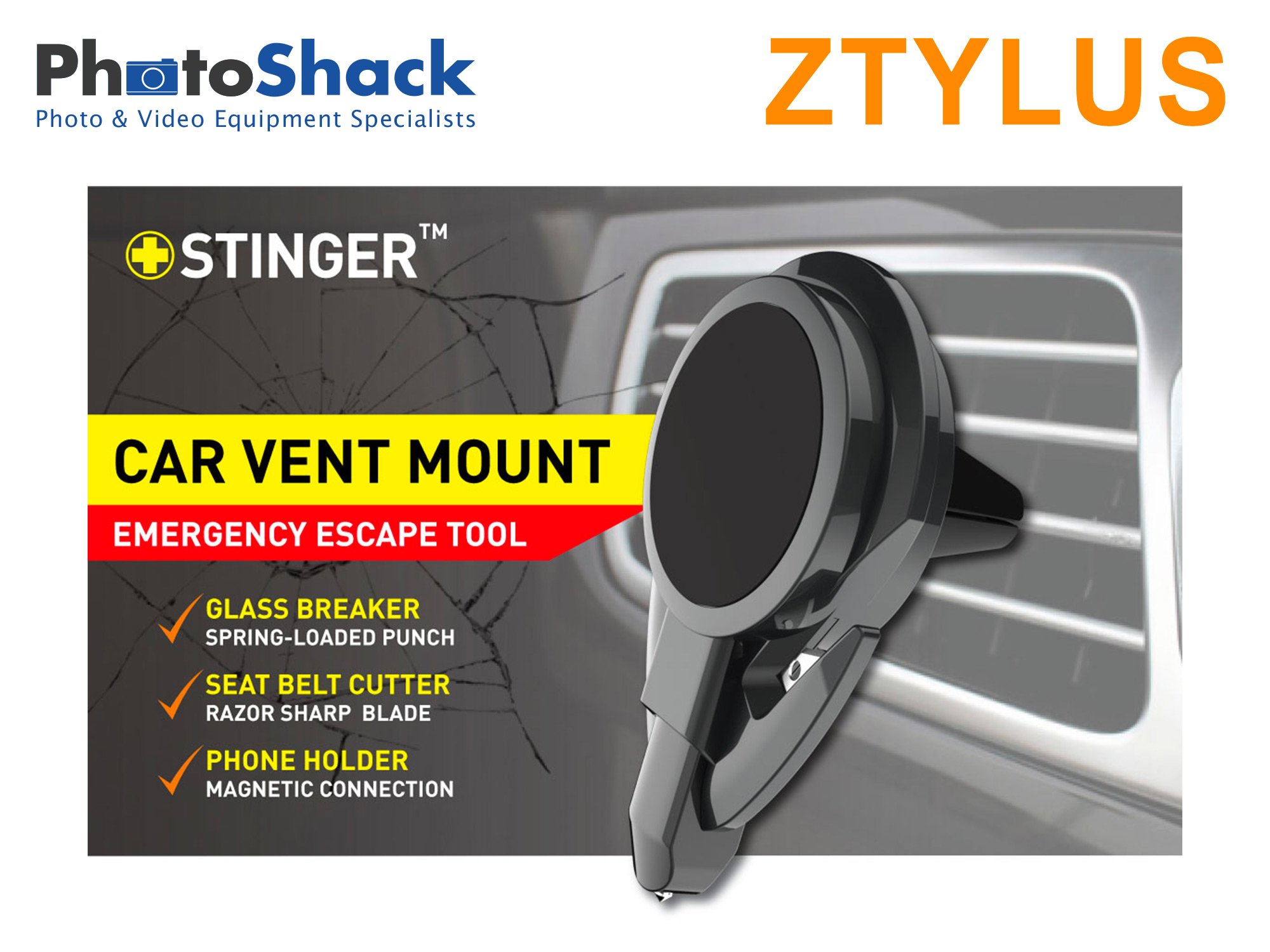 Ztylus Stinger - Car Vent Mount Phone Holder Emergency Tool