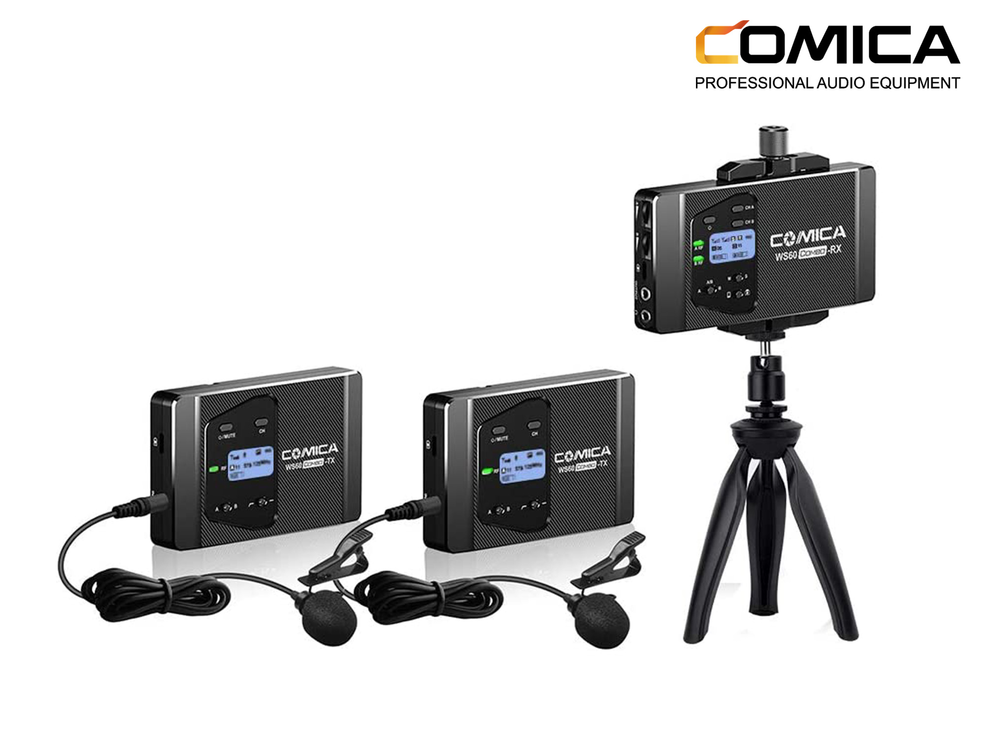 Comica Audio CVM-WS60 COMBO 2-Person Wireless Lavalier Microphone System for Smartphones/Cameras