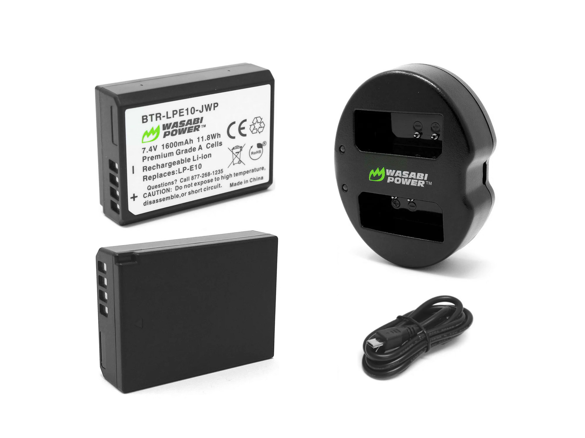 LPE10 Battery for Canon (2 Pack + Dual Charger) - Wasabi Power