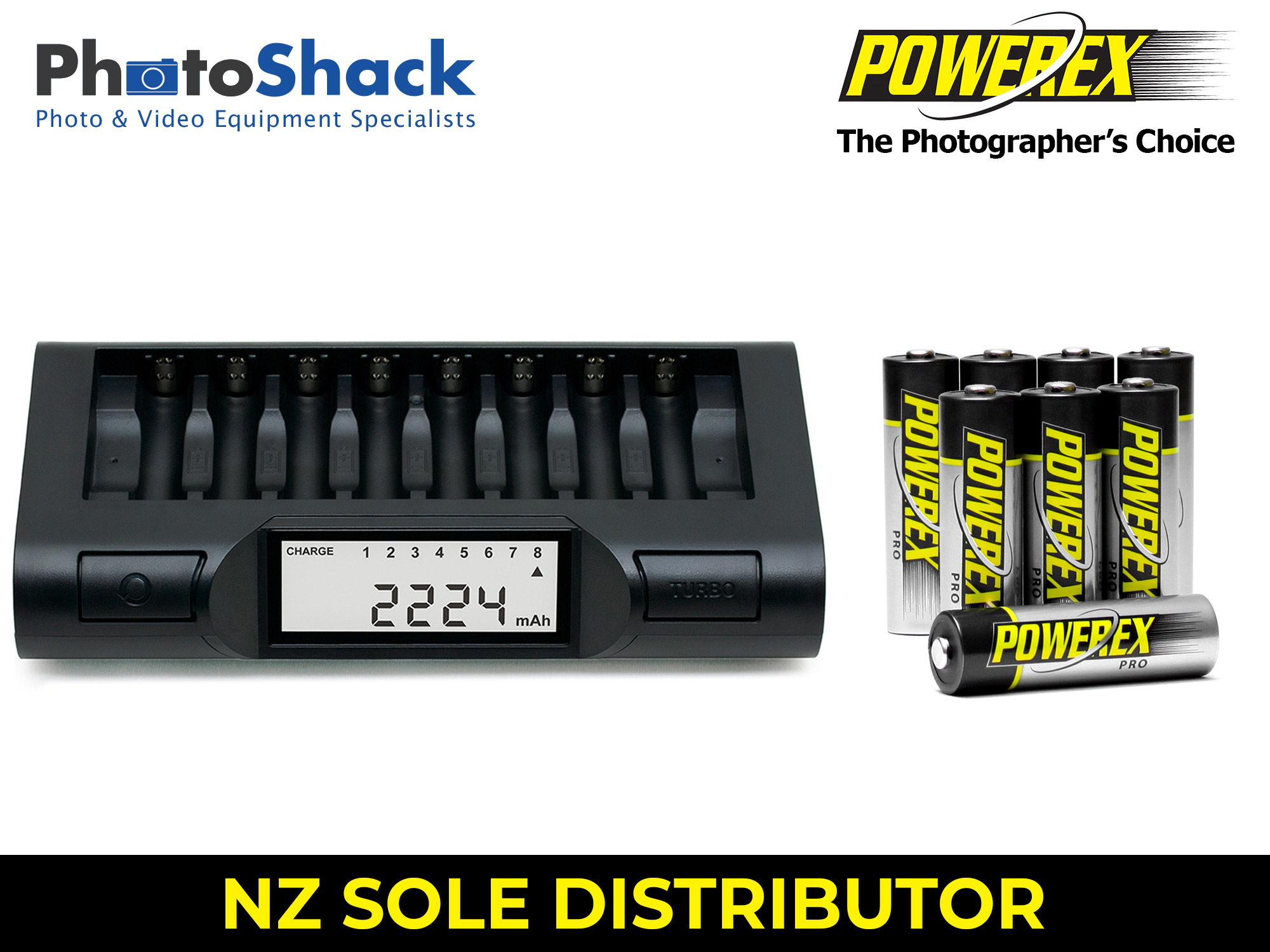 Powerex PRO - 8pack AA Batteries and Turbo Charger/Analyzer Set - 2,700mAh