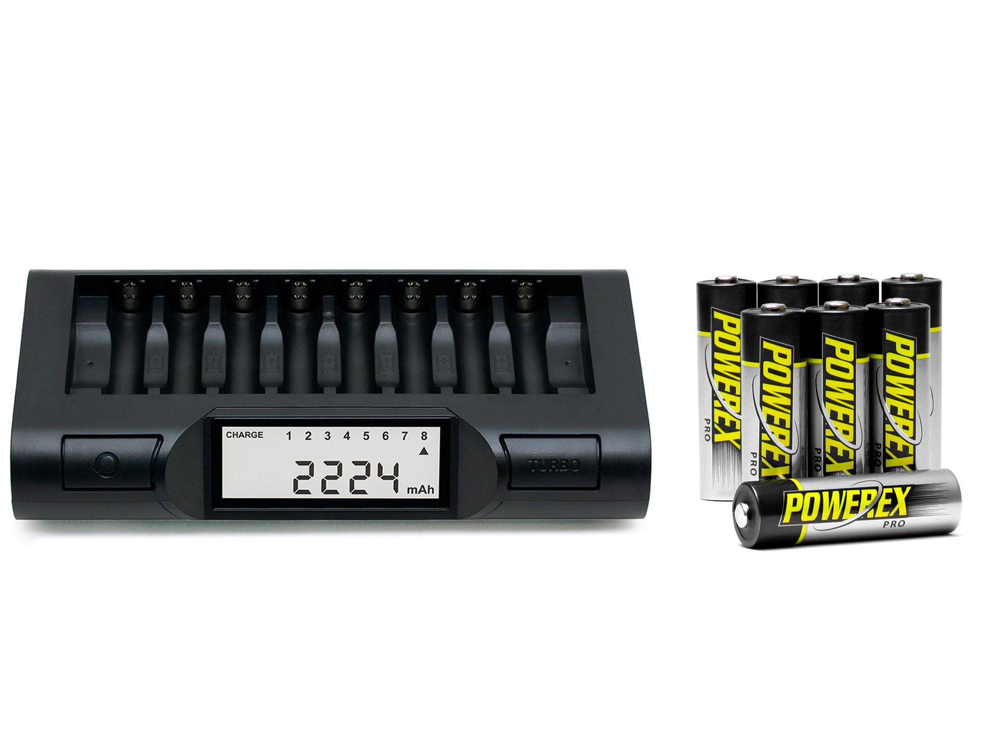 Powerex PRO - 8pack AA Batteries and Turbo Charger/Analyzer Set - 2,700mAh