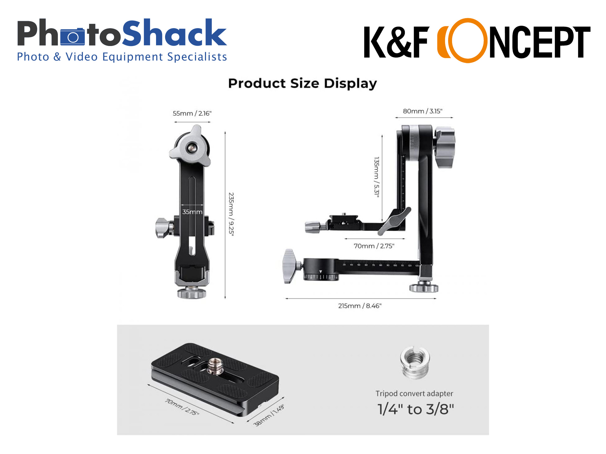 K&F Concept Tripod Gimbal Head KF31.052