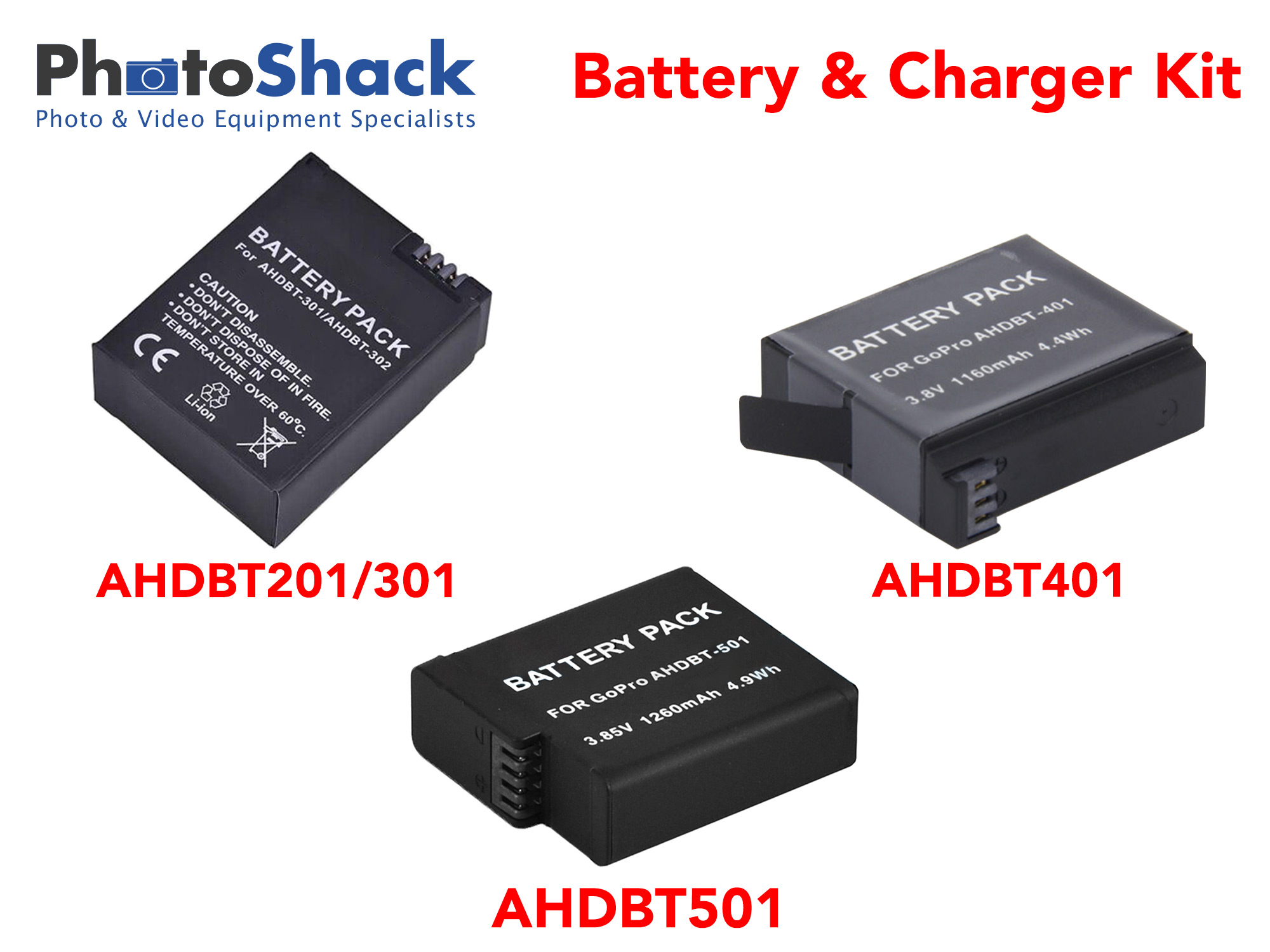 Charger & Battery Kit for GoPro Action Cameras