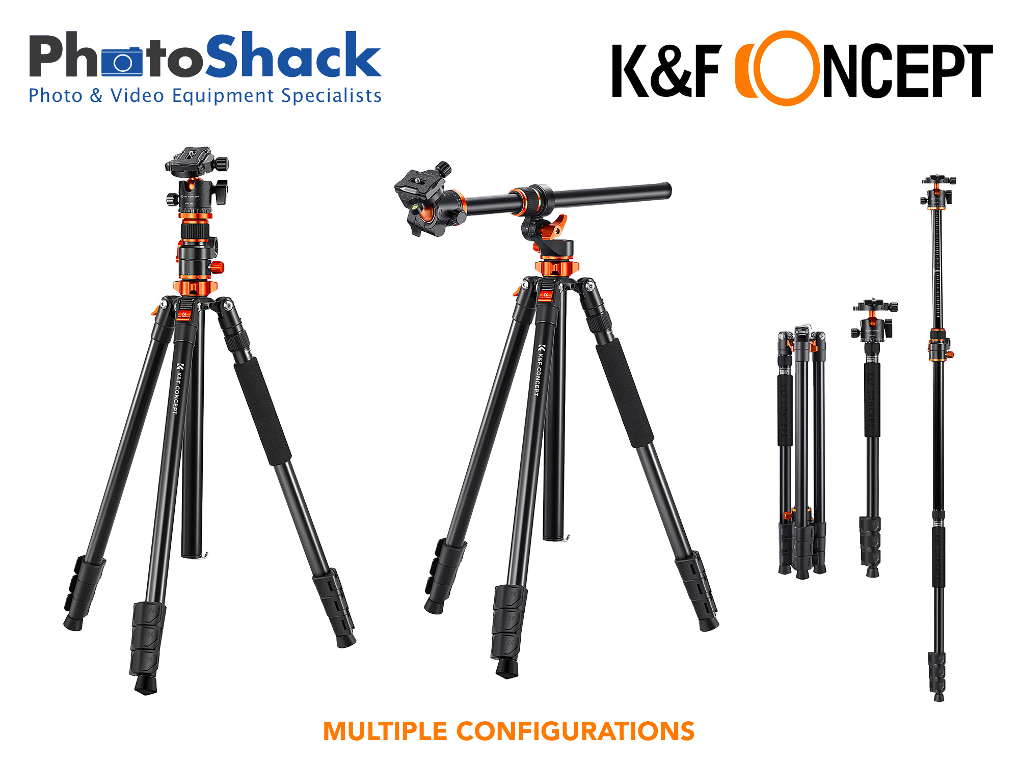 K&F T254A7 2.3m Professional Tripod with Boom Arm & Ball Head