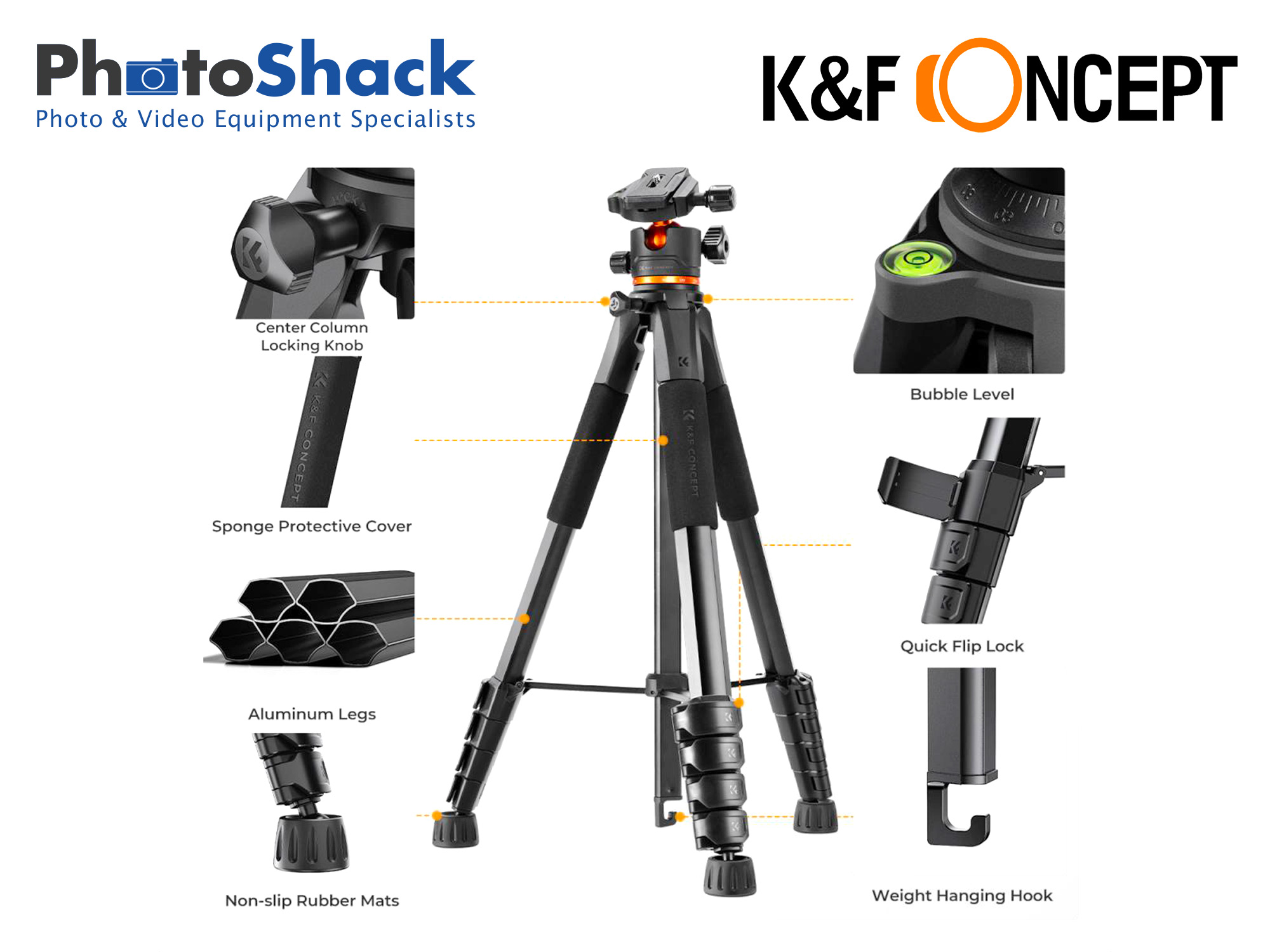 1.9m SmartPro Travel Tripod - K&F Concept KF09.127