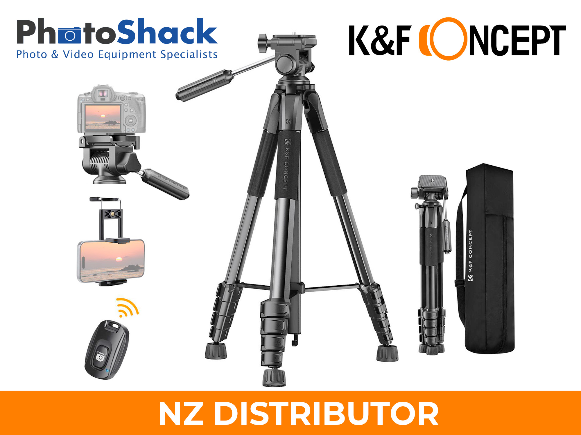 1.9m SmartPro Video Travel Tripod - K&F  Concept KF09.126