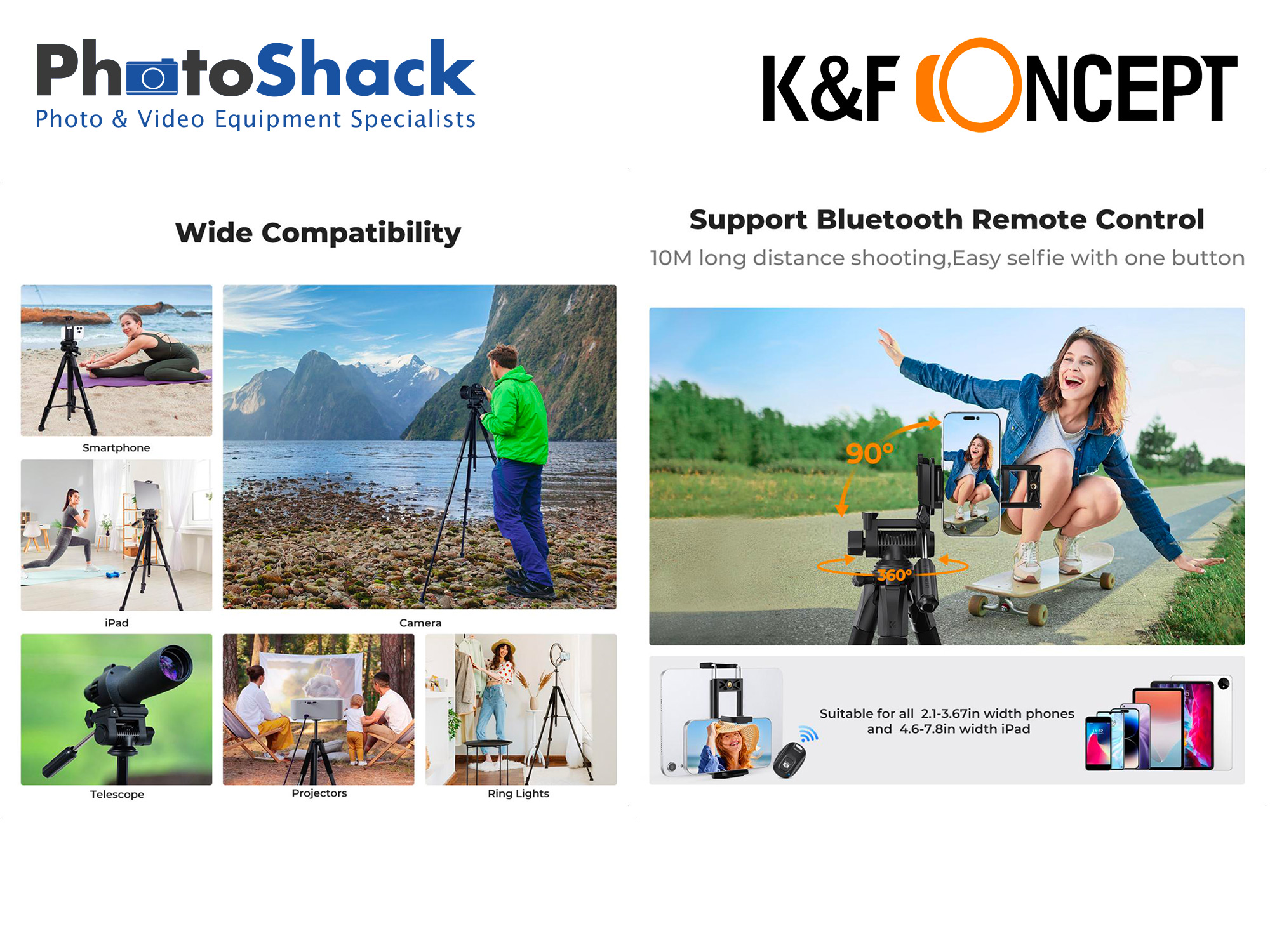 1.9m SmartPro Video Travel Tripod - K&F  Concept KF09.126