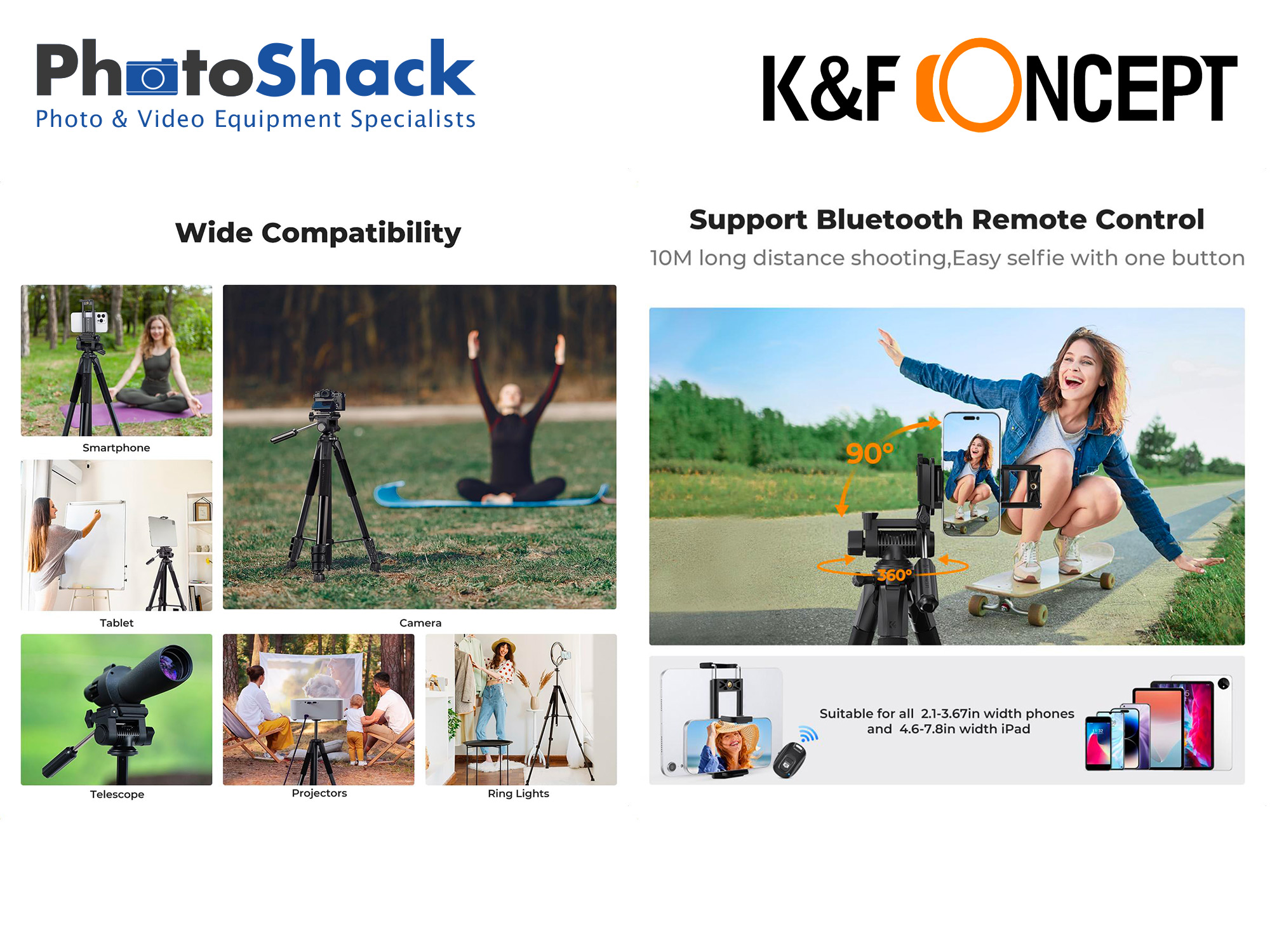 1.7m SmartPro Video Travel Tripod - K&F  Concept KF09.124
