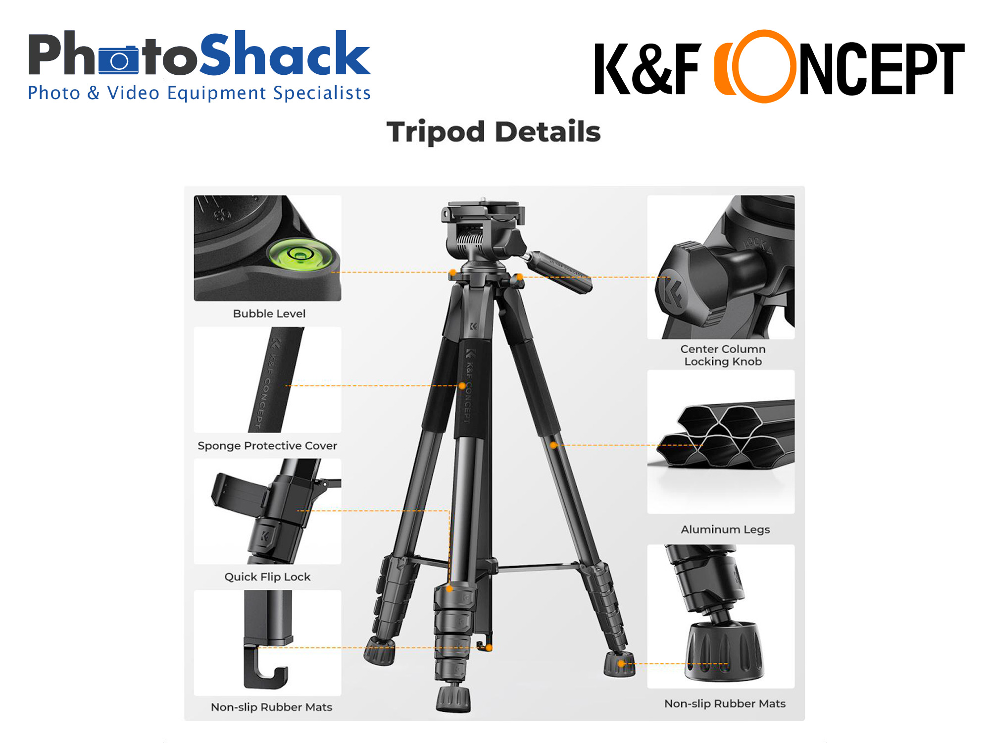 1.7m SmartPro Video Travel Tripod - K&F  Concept KF09.124