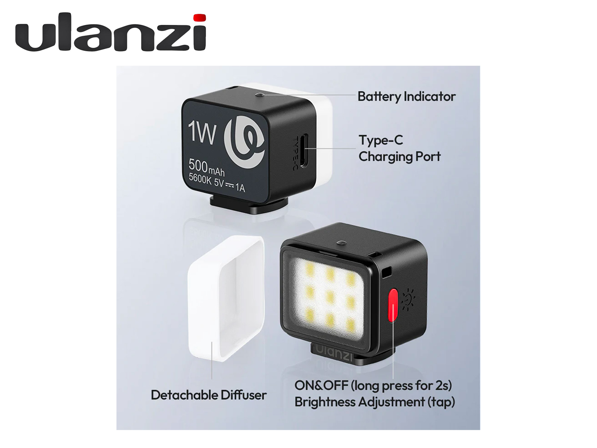 RGB Mini Cube LED Video Light - Ulanzi DG01