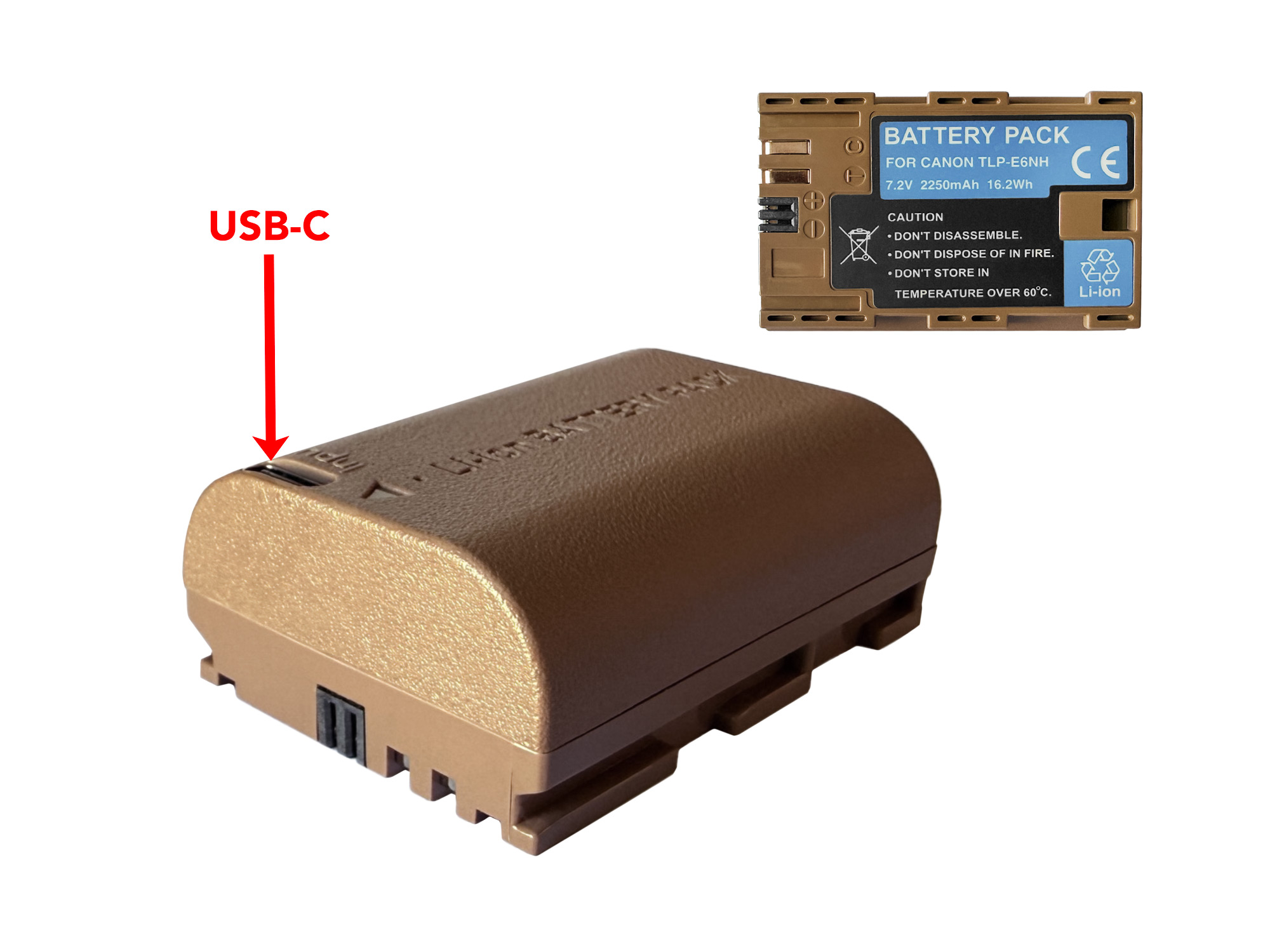 Canon LP-E6P Replacement Battery - Built-in USB Charging