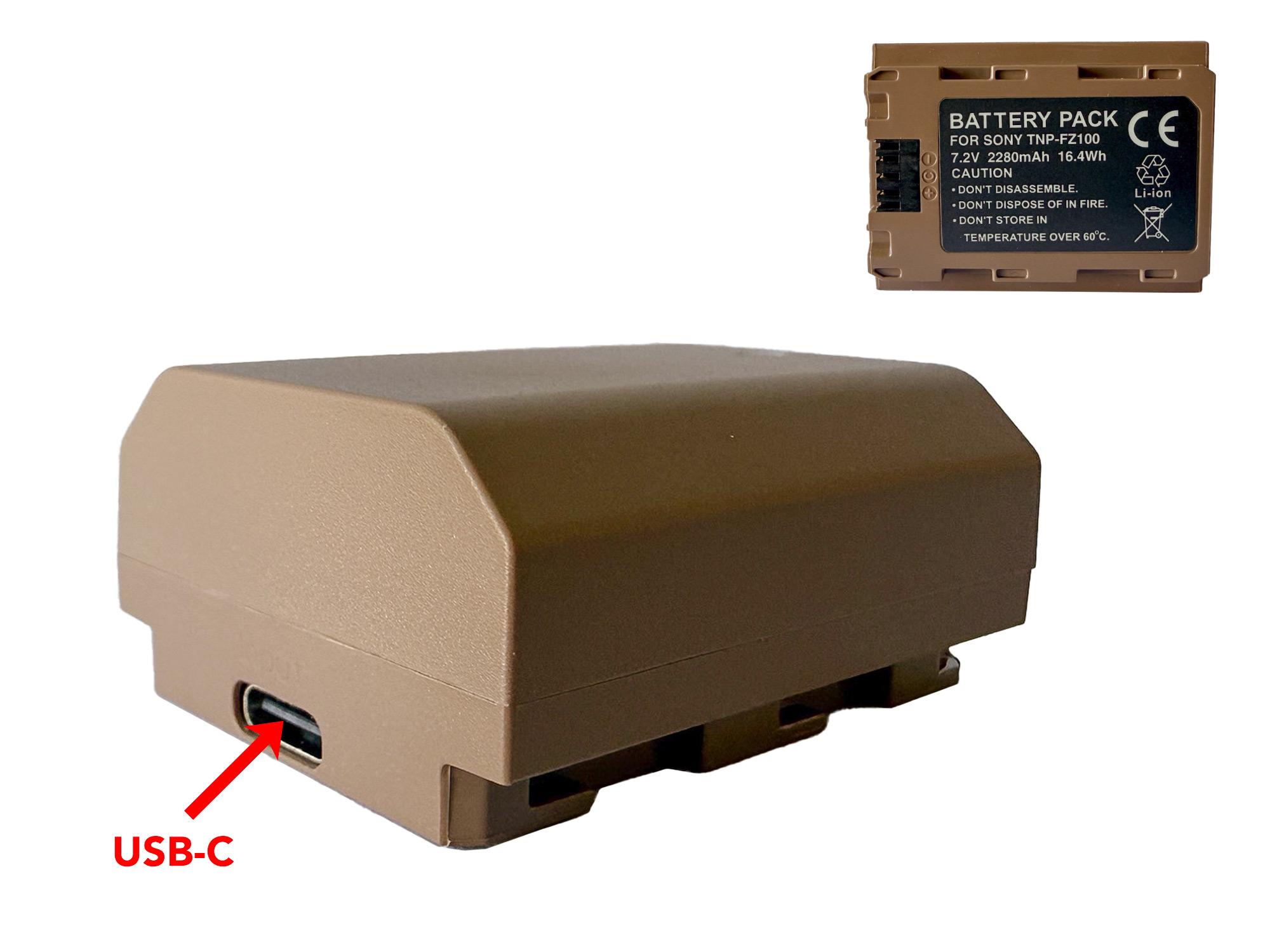 Sony NP-FZ100 Replacement Battery - Built-in USB Charging