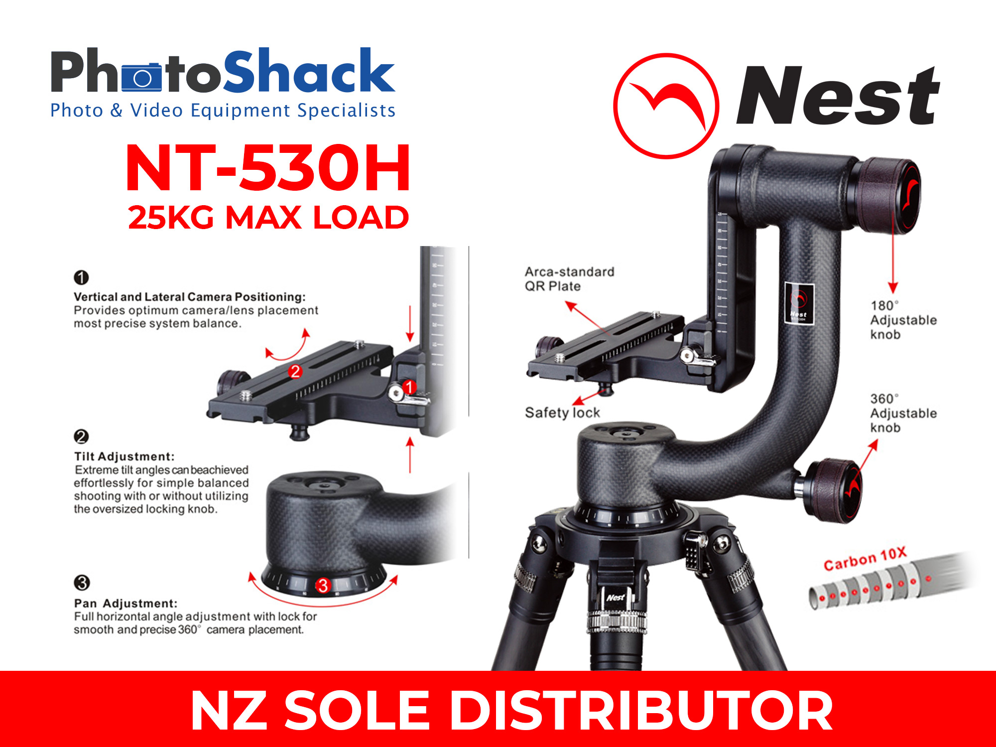 Nest Carbon Fibre Gimbal Head NT530H