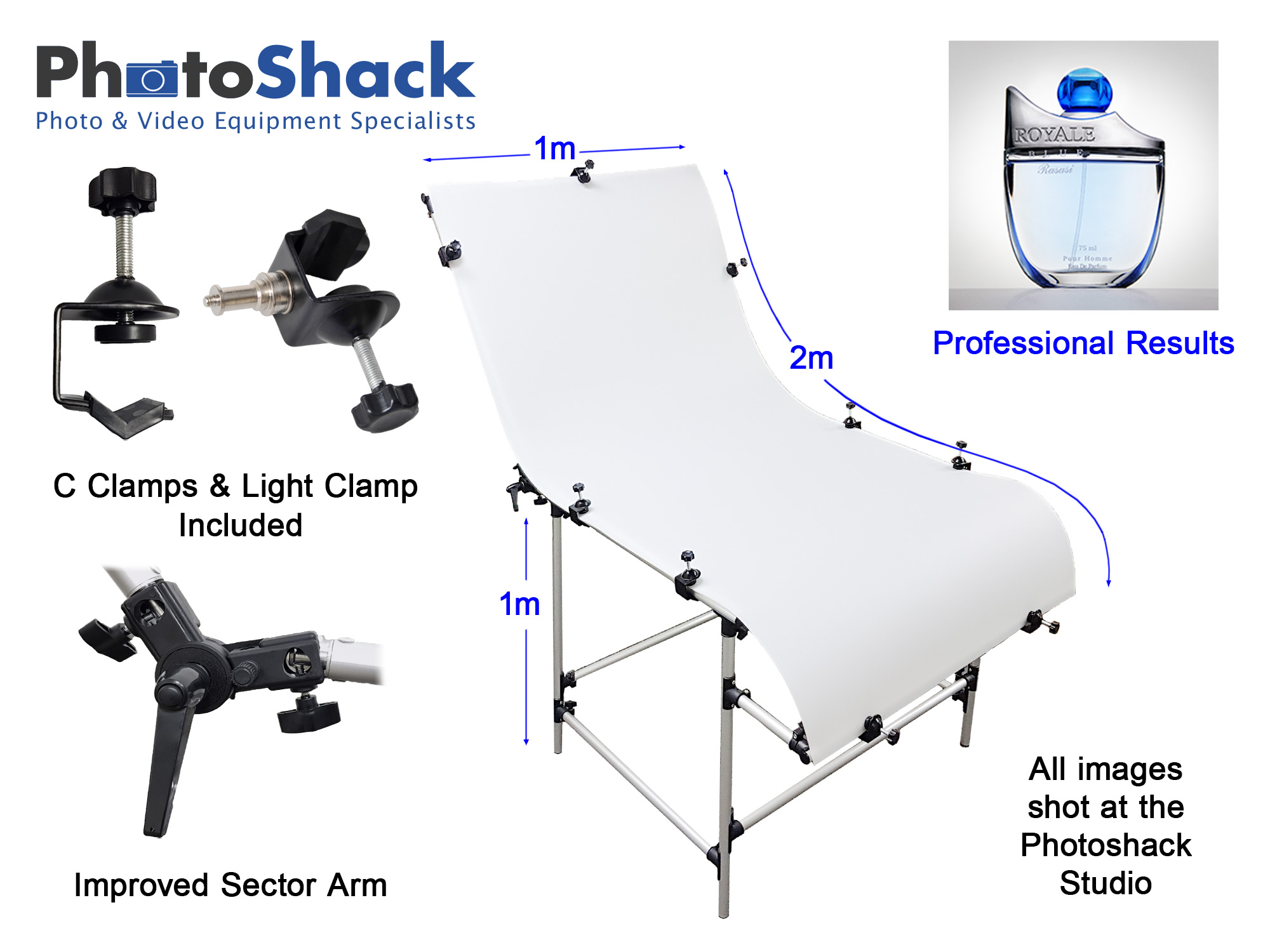 Pro Studio Shooting Table with Plexiglass 1m*2m