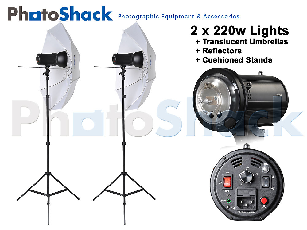 Studio Flash Light Set with Umbrella - 440W (2x220W)