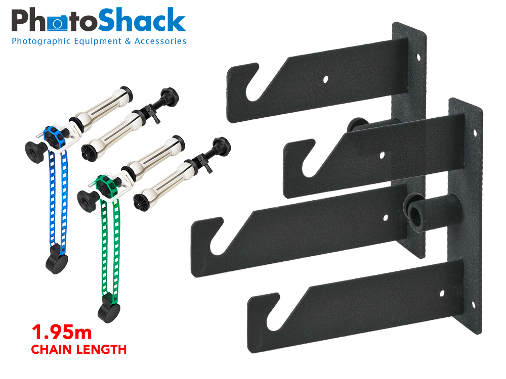Background Roll Bracket - Double Hook Set with Roller Chains