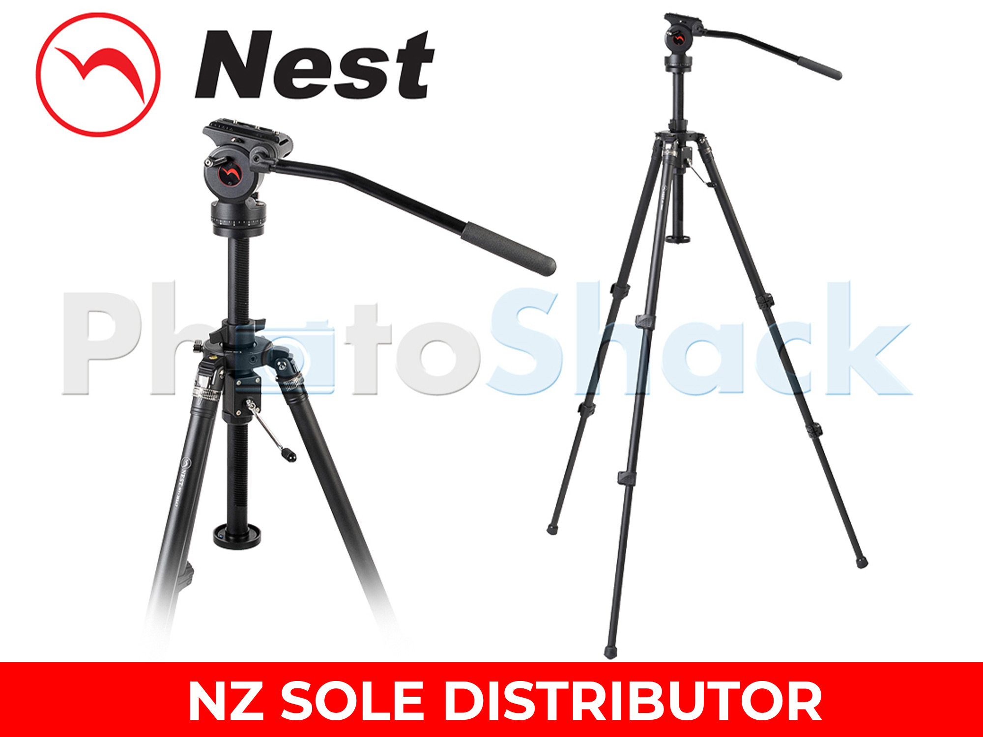 Nest Fluid Panning Head 28mm Tripod Kit with NT-720H and Geared Column