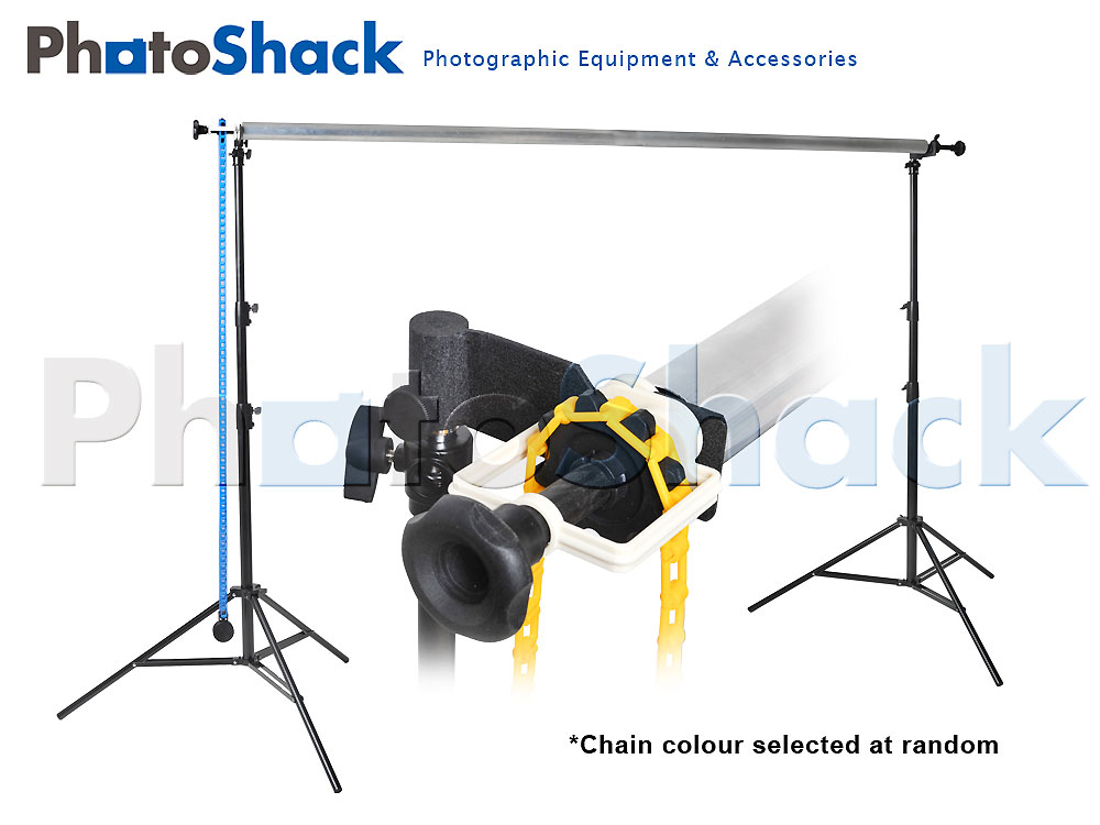 Paper Roll Background Support System with Roller Chain