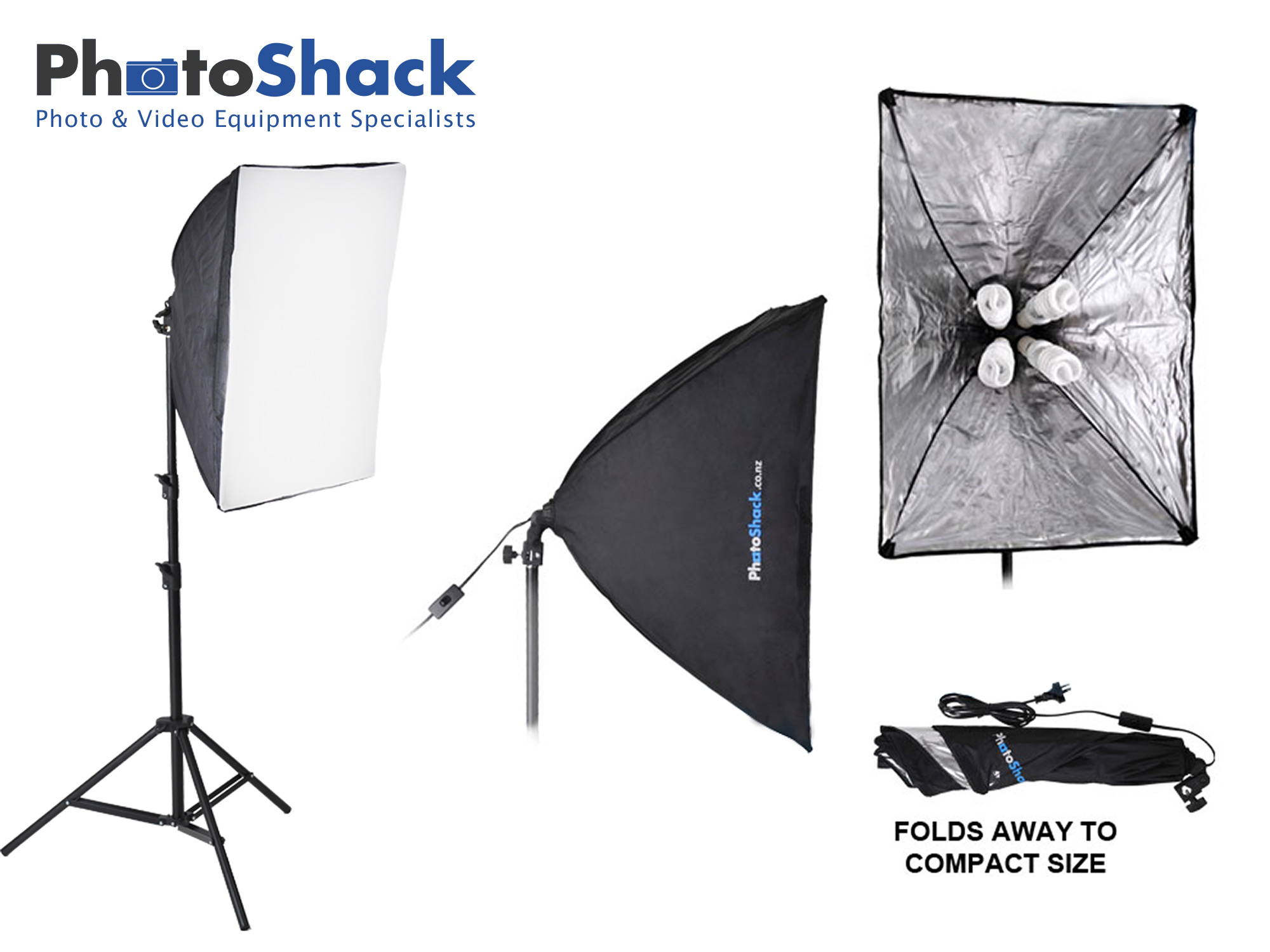 Continuous Lighting Set (700W) with Lamp Holder + Softboxes