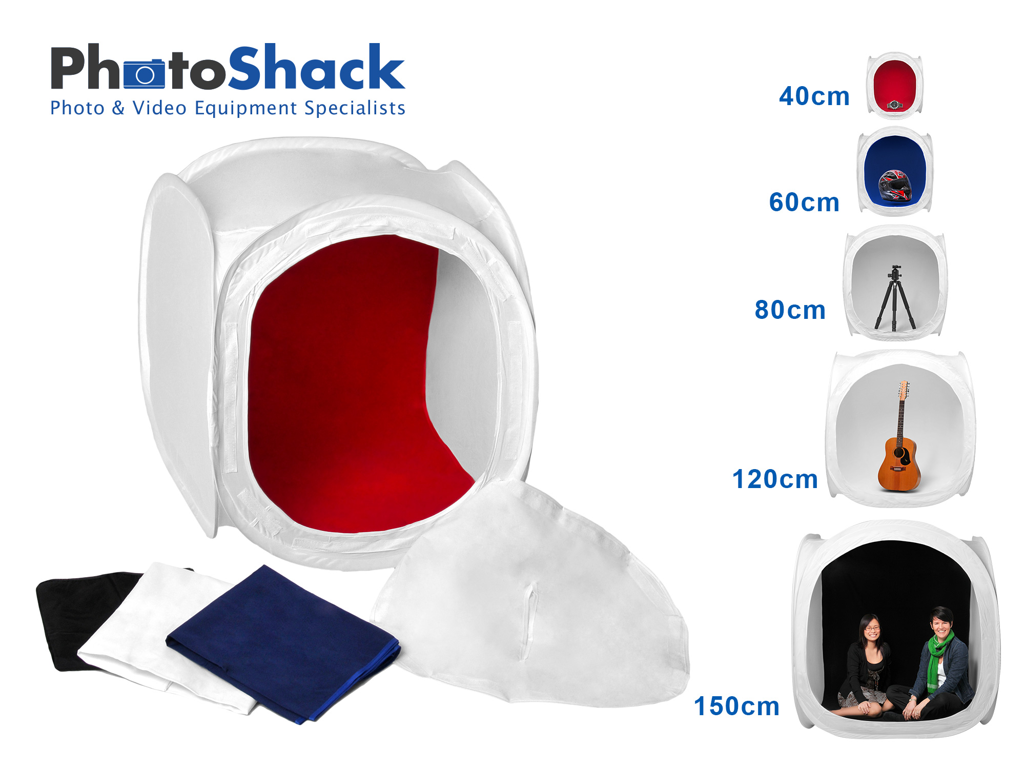 Light cube tent with 4 backgrounds 80cm