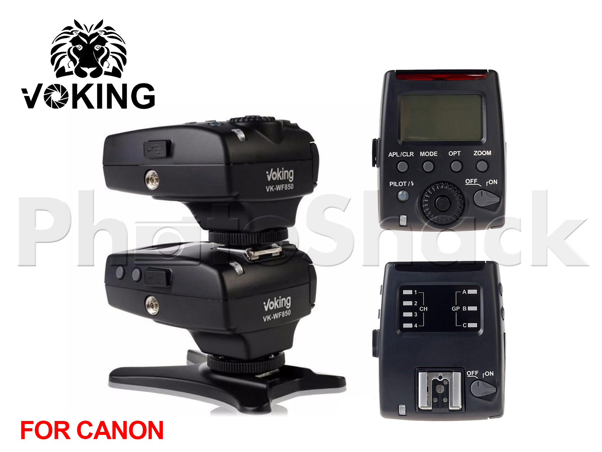 Voking VK-WF850 Receiver 2.4G Wireless 1/8000s HSS E-TTL Flash Trigger for Canon