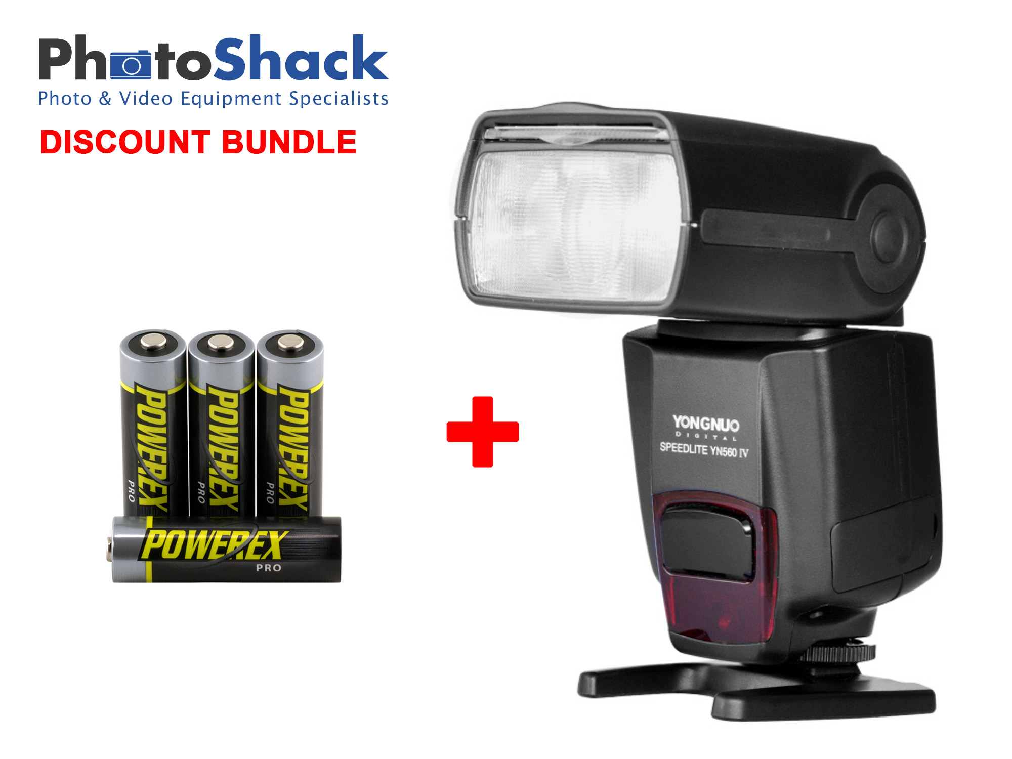 Yongnuo YN-560IV Flash + Powerex PRO AA Batteries 4 Batteries BUNDLE