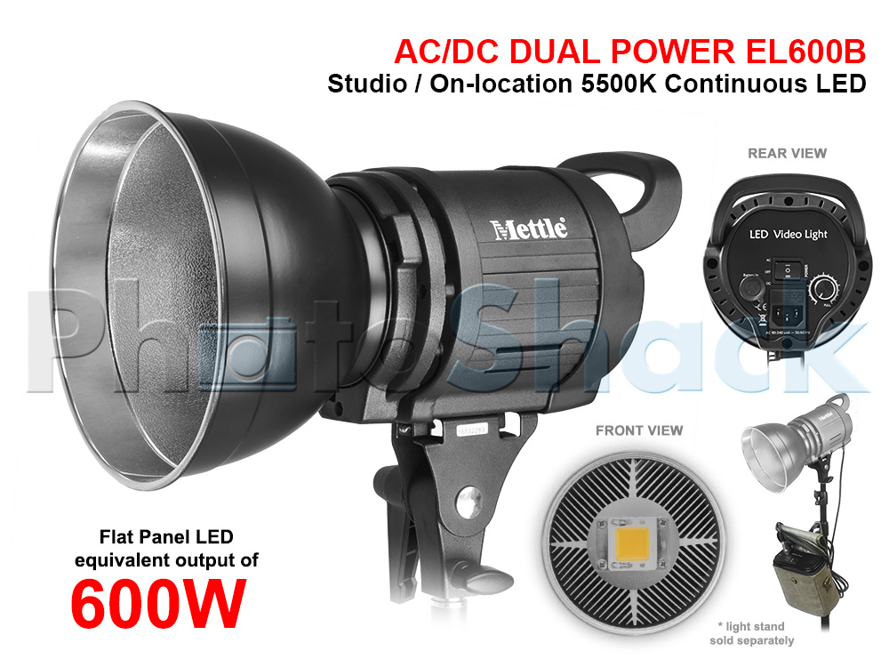 Studio LED Light - equiv 600W - AC/DC Dual Power - Mettle EL600B