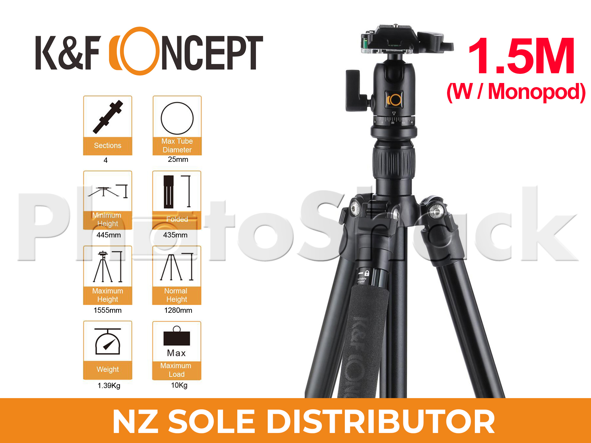 TM2524 Tripod Monopod 1.5m Aluminum Ball Head (KF09.032)