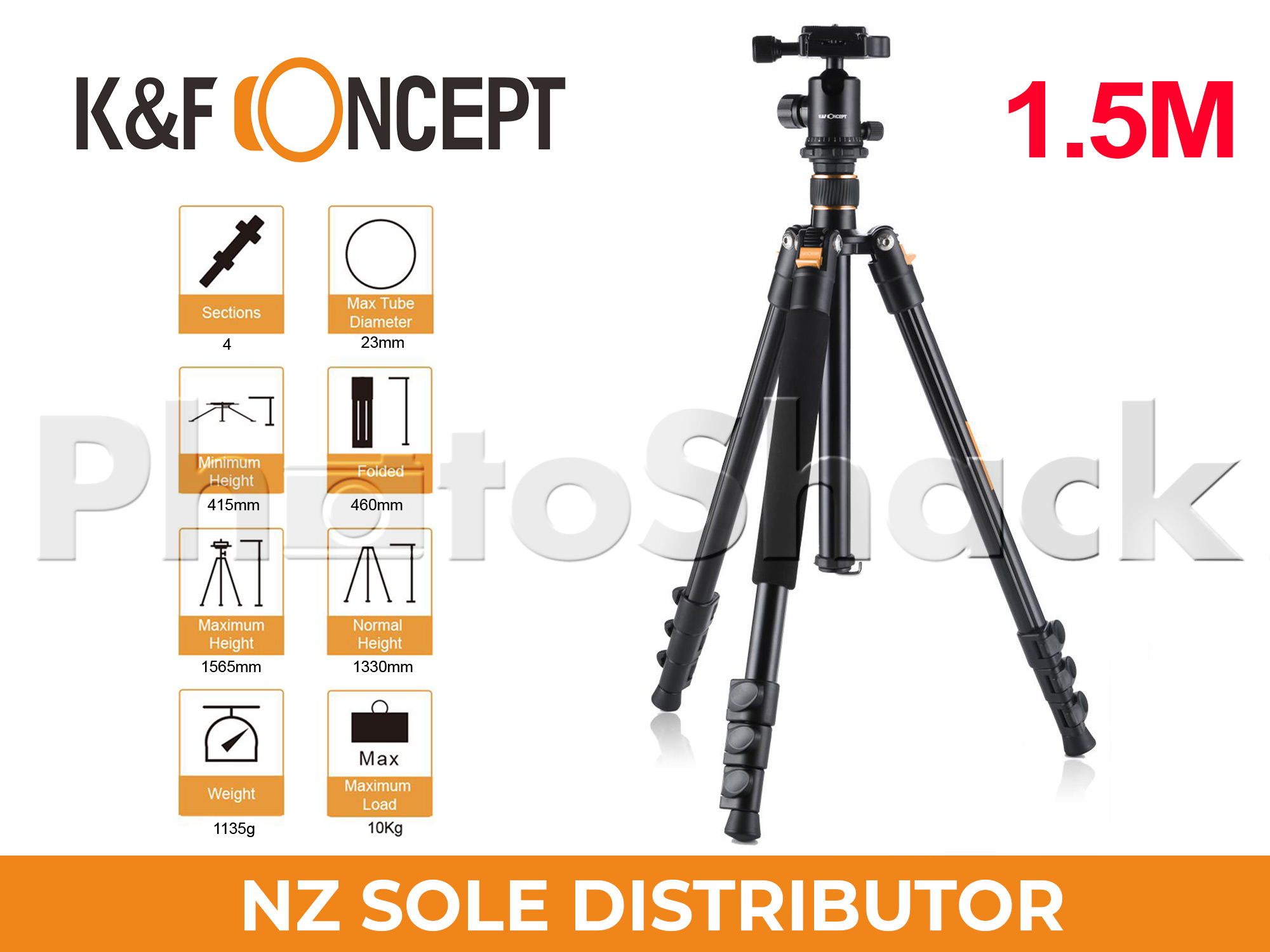 K&F Concept TM2324II 1.5m Lightweight Aluminium Tripod