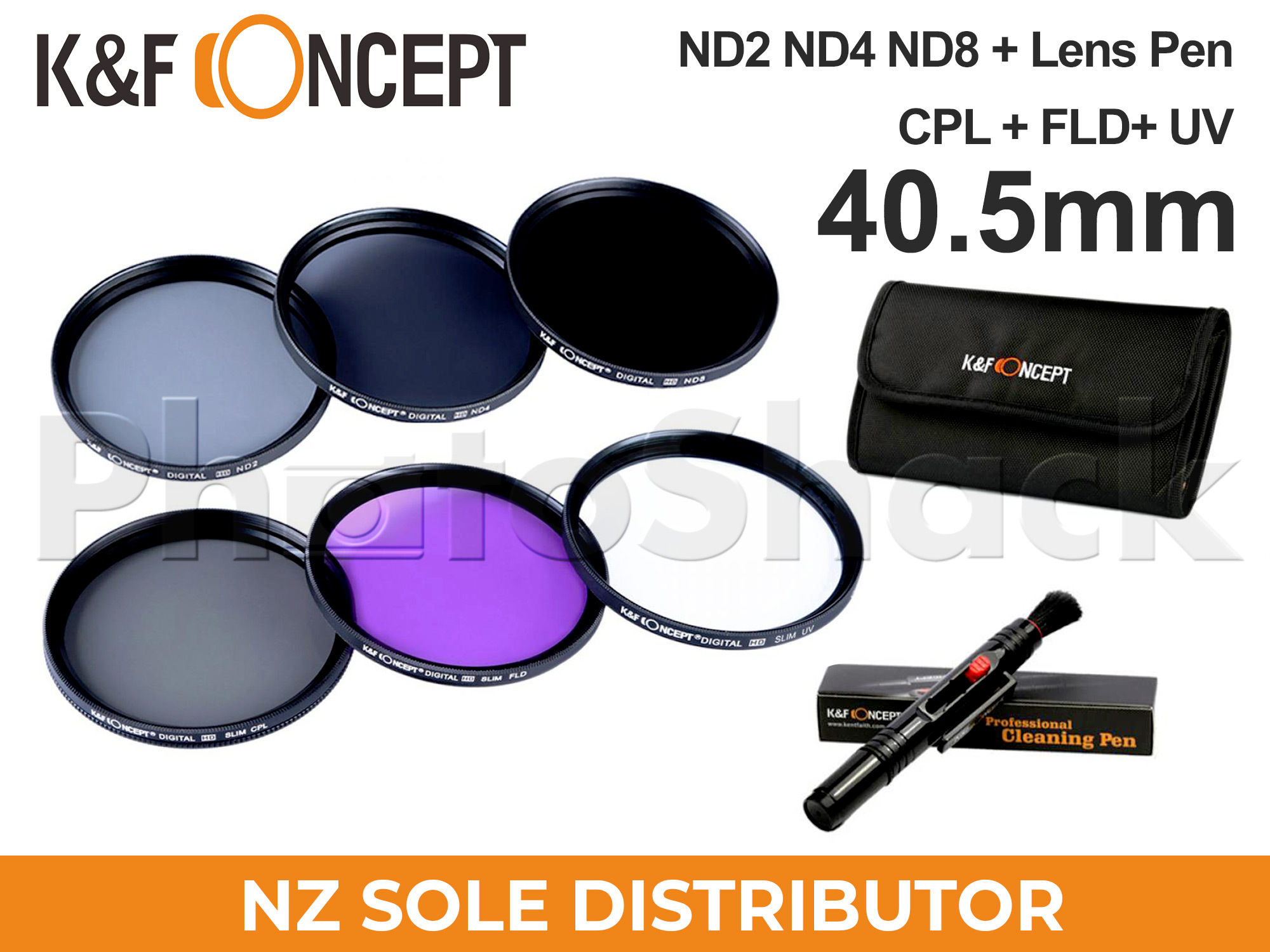 KNDSetP40.5 - Neutral Density ND2 + ND4 + ND8 Filter Set w/ Cleaning Pen + Pouch