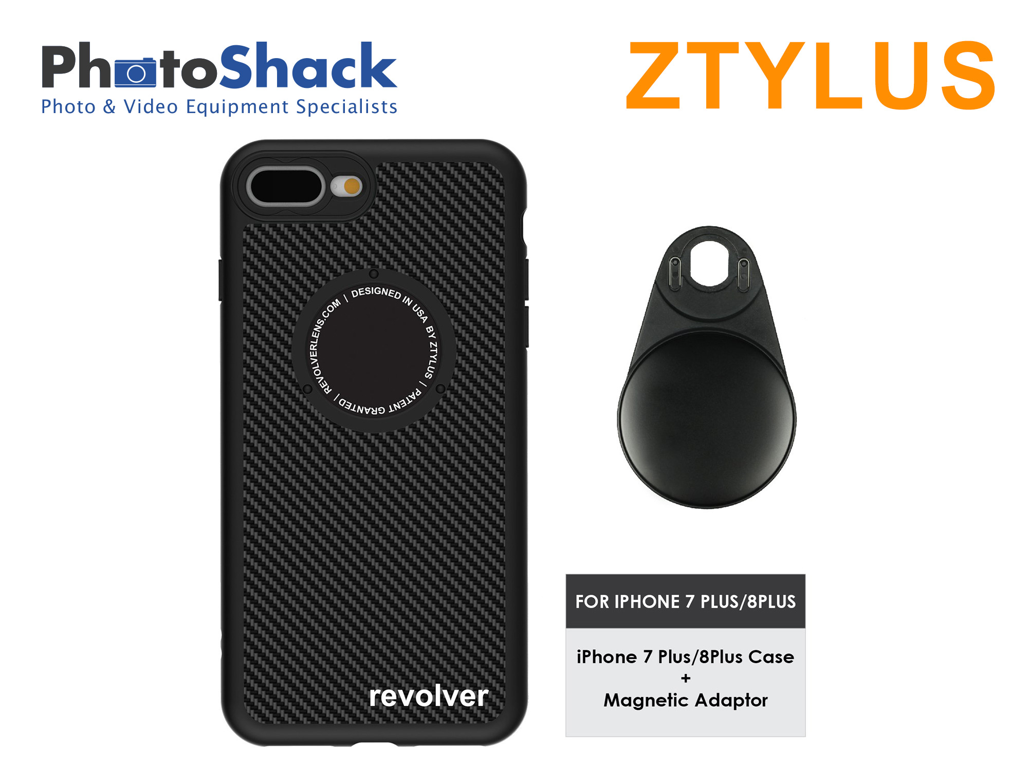 Ztylus iPhone Case (carbon fiber) for iPhone 7+ 7P / 8+ 8P and Magnetic Adapter