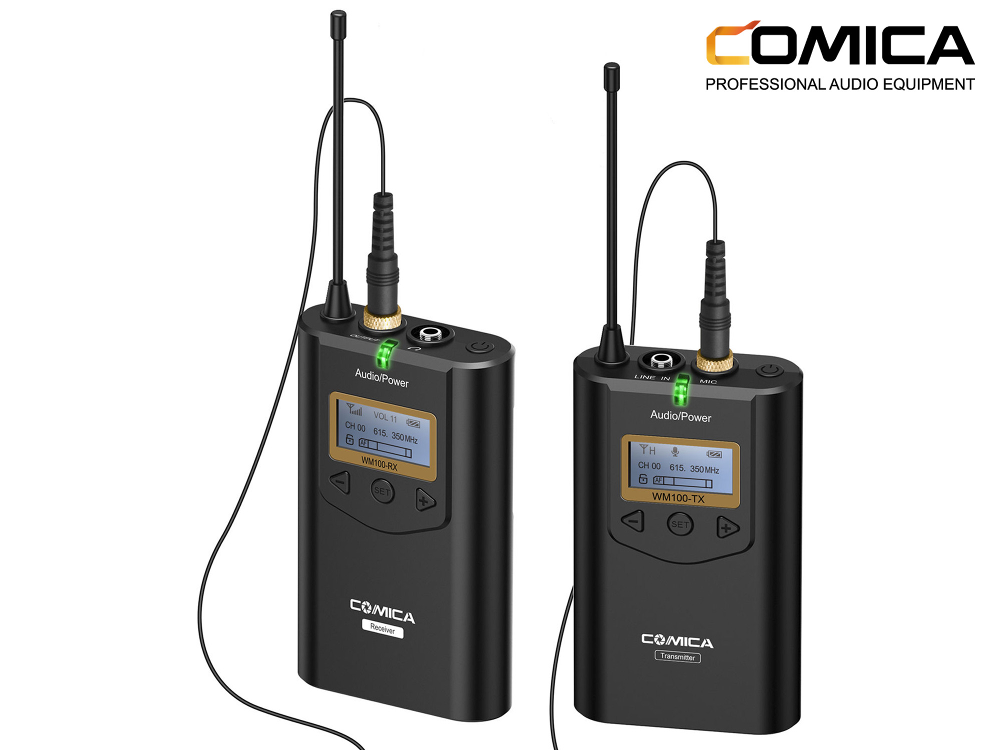 Comica UHF 48 CH and 100M Working Distance Wireless Mic with 1-Transmitter and 1-Receiver