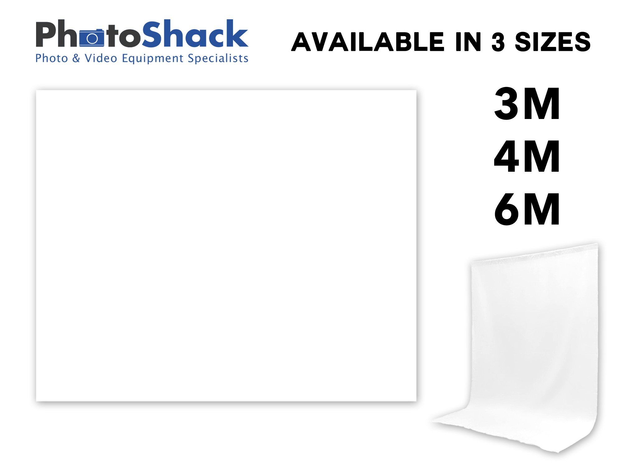 White Fabric Backdrop - 3 Available Sizes 
