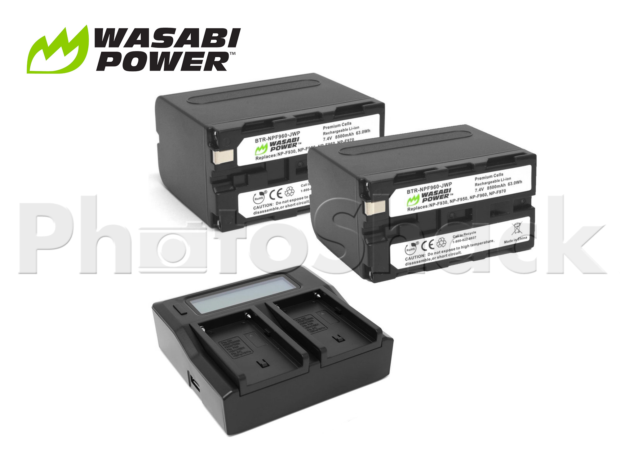 NP-F960 Battery for Sony (2 Pack + Dual Charger) - Wasabi Power