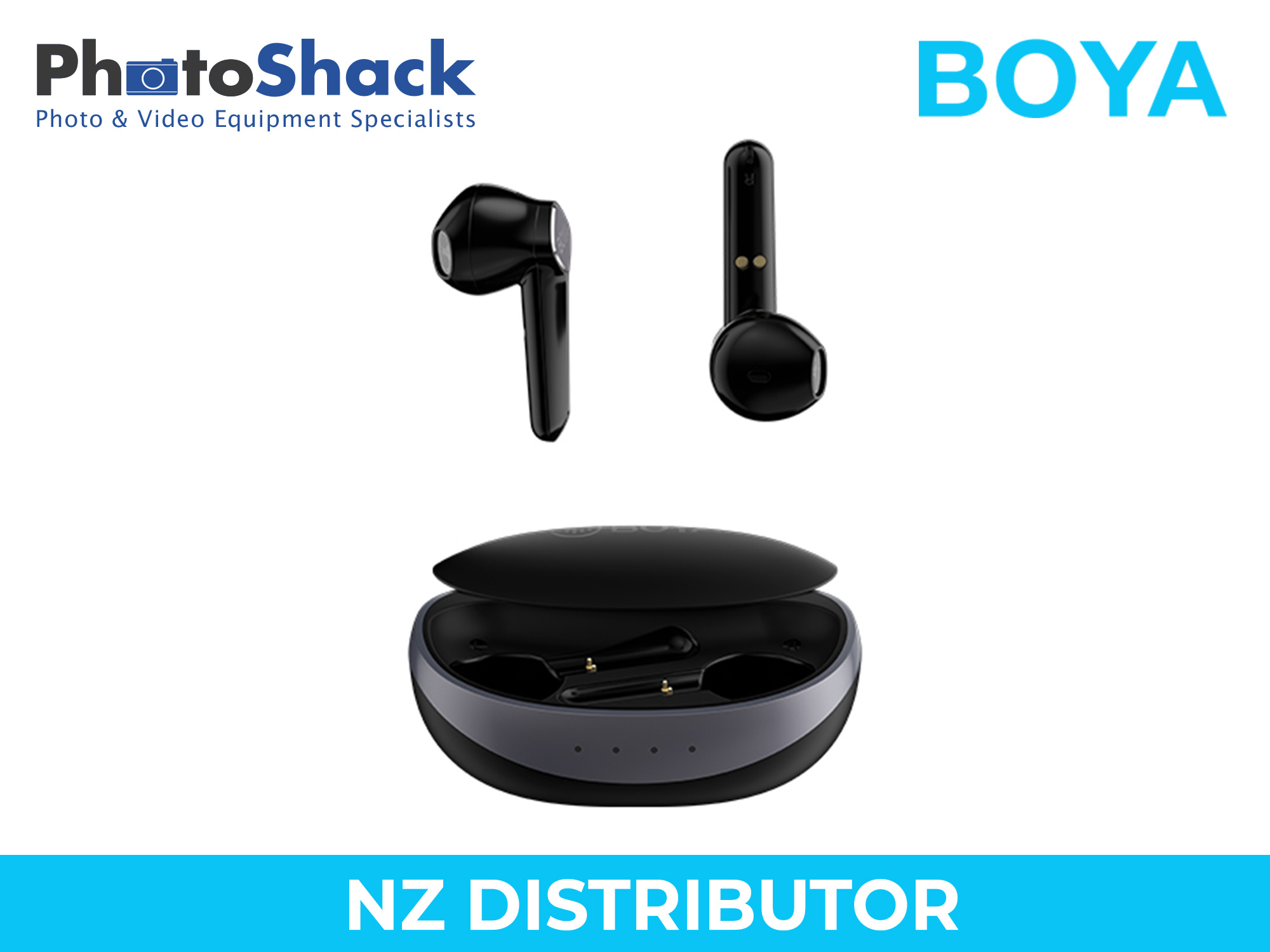 Boya Wireless Stereo Earbuds (Black)