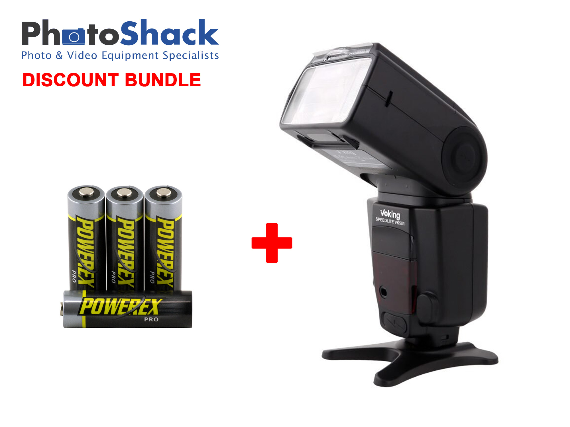 Voking VK581N Flash for NIKON + Powerex PRO AA Batteries 4 Batteries BUNDLE