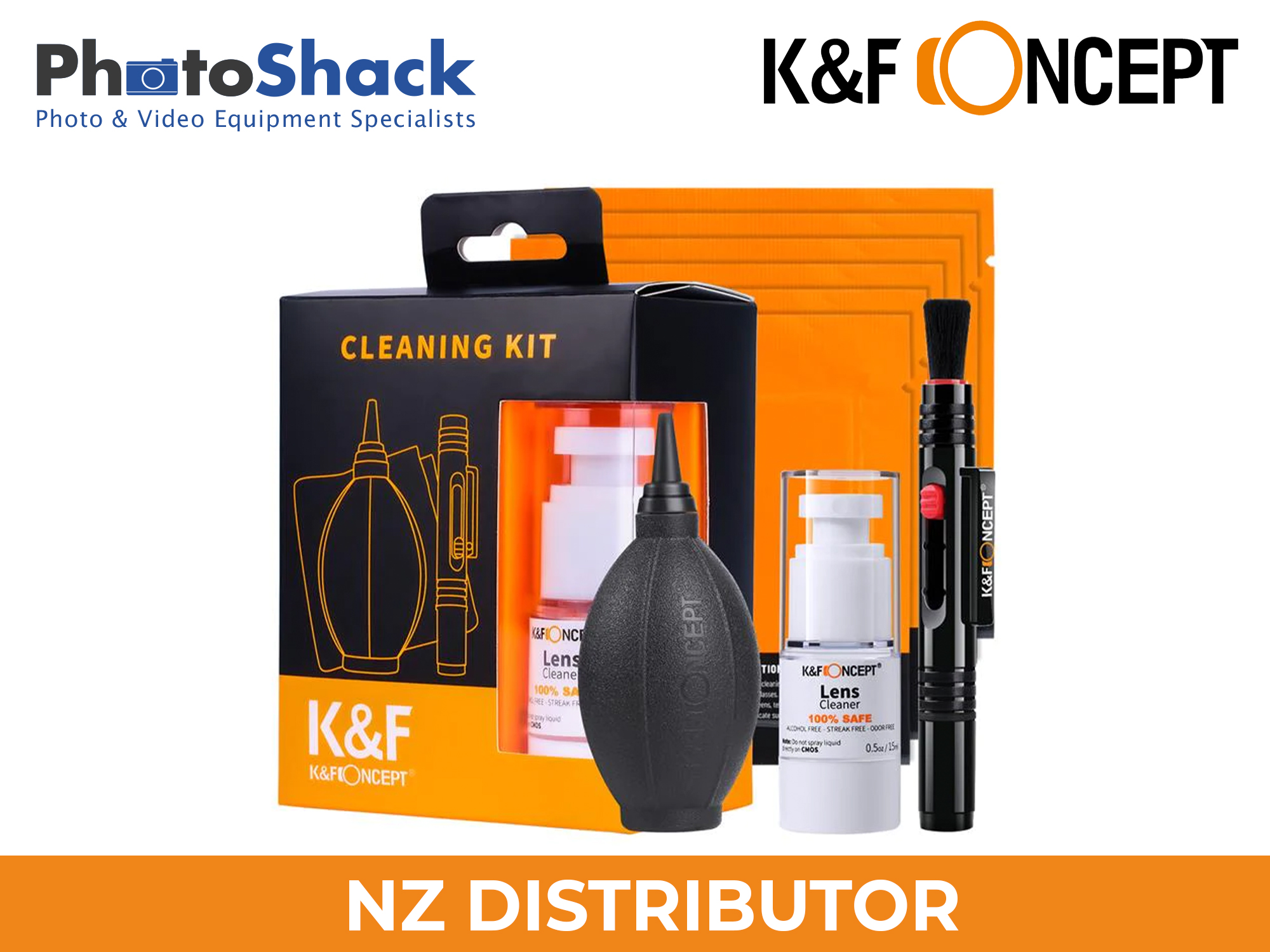K&F 4-In-1 Camera Lens Cleaning Kit (Cleaning Pen + Air Blower + Cleaning Cloth + Cleaning Solution)