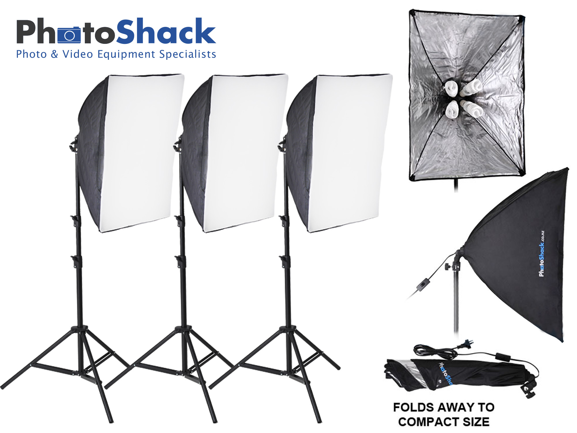 Continuous Lighting Set (2100W) with Lamp Holder + Softboxes