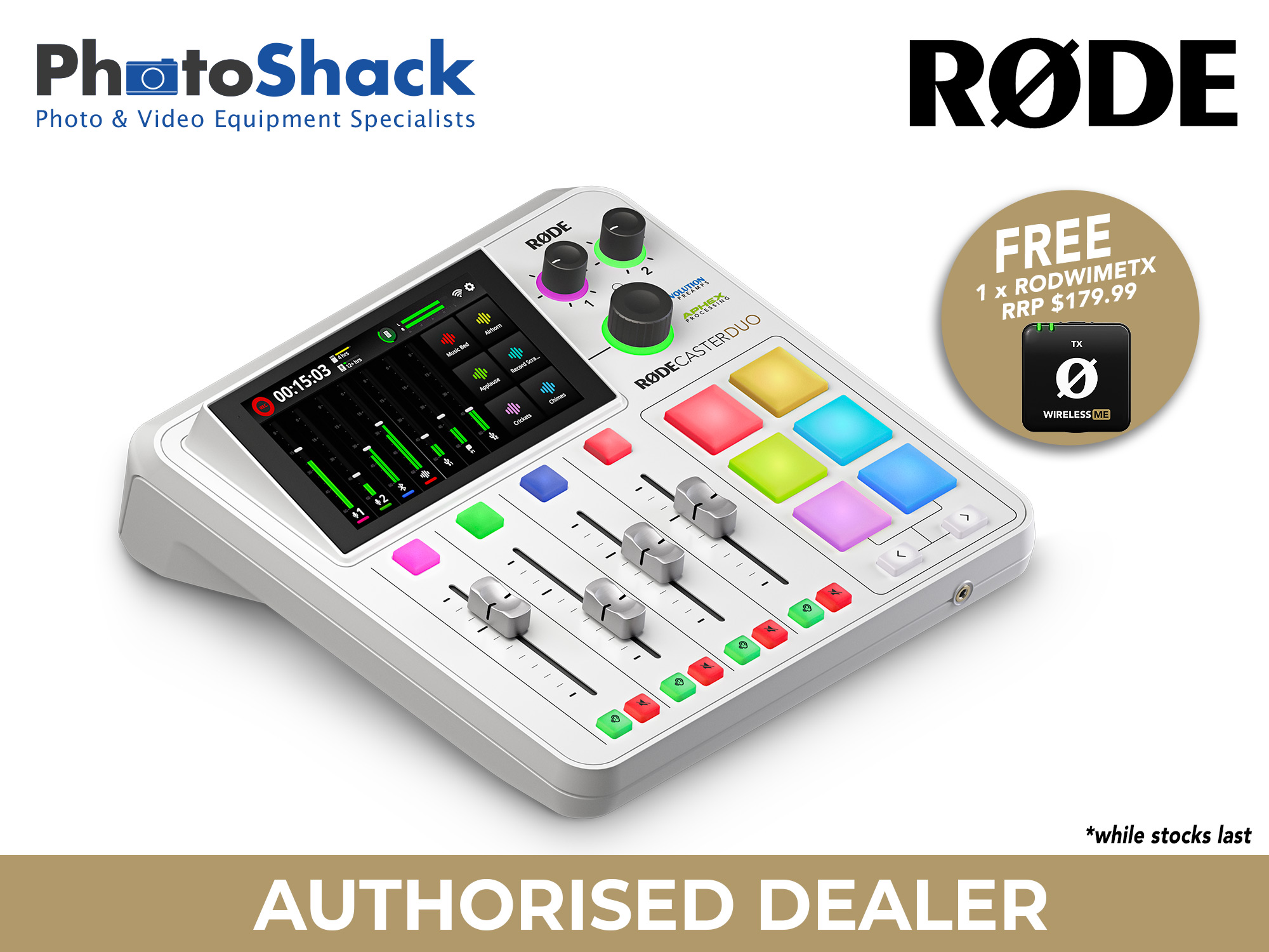 RODECaster Duo Integrated Audio Production Studio - White - FREE RODWIMETX (1)